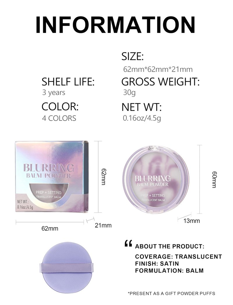 Easilydays Oil Control Face Pressed Setting Powder, Jelly Face Pressed Powder, Flawless Matte Longlasting Finishing Lightweight Waterproof Balm, Powder Free Delicate & Skin-friendly, #02 Sky