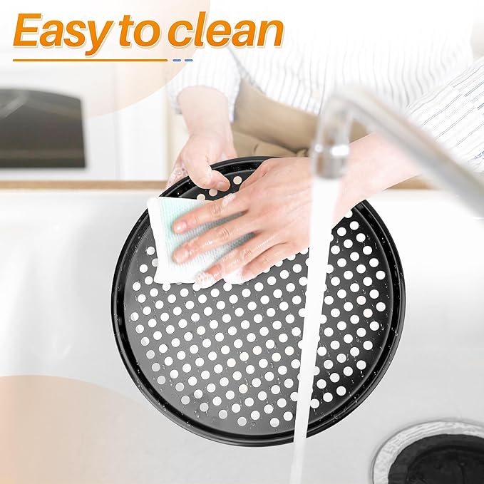 13 Inch Pizza Pan with Baking Pape - for Breville Oven Replacement Parts Perforated Round Pizza Tray, Compatible with Breville Smart Oven BOV800 and BOV845(Black)