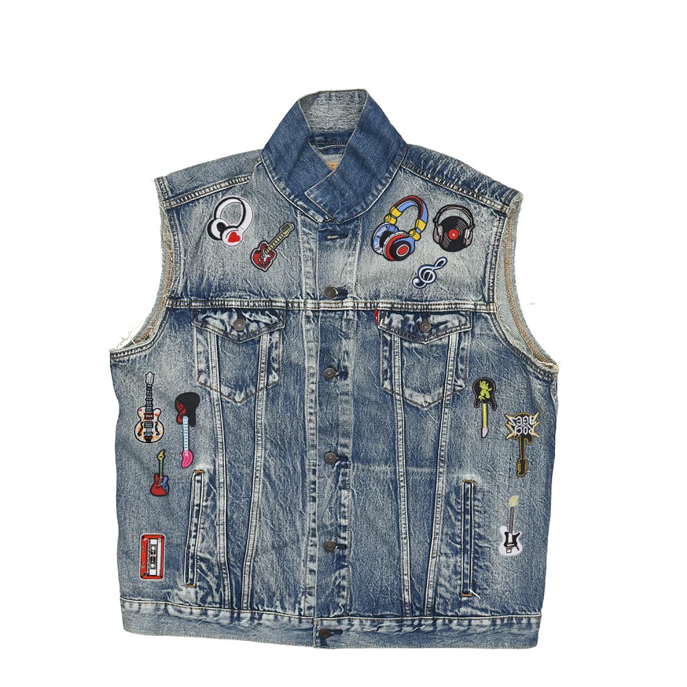 20 PCS Musician Guitar Patches Iron on/Sew on Applique Embroidered Patches for Coat Uniforms Pants Jackets Clothes Jeans Dress Vests Bags Music Fans Backpacks Hat DIY Decoration