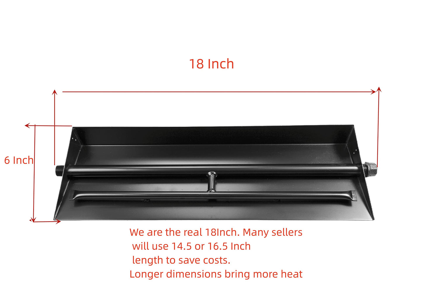 18"-30" Burner Pan for Gas Fireplace Gas Fireplace Burner Gas Logs Propane Burner (18 inch Two Pipe)