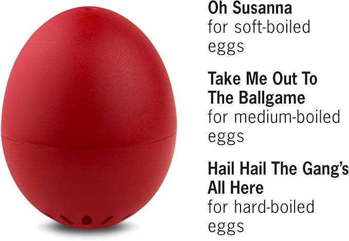 BeepEgg Basic Red β Egg Timer for Boiling Eggs β Musical Egg Cooker for Soft, Medium, Hard Boiled Eggs β Food Safe β Singing Floating Egg Timer β Egg Cooker for 3 Levels of Doneness - Brainstream