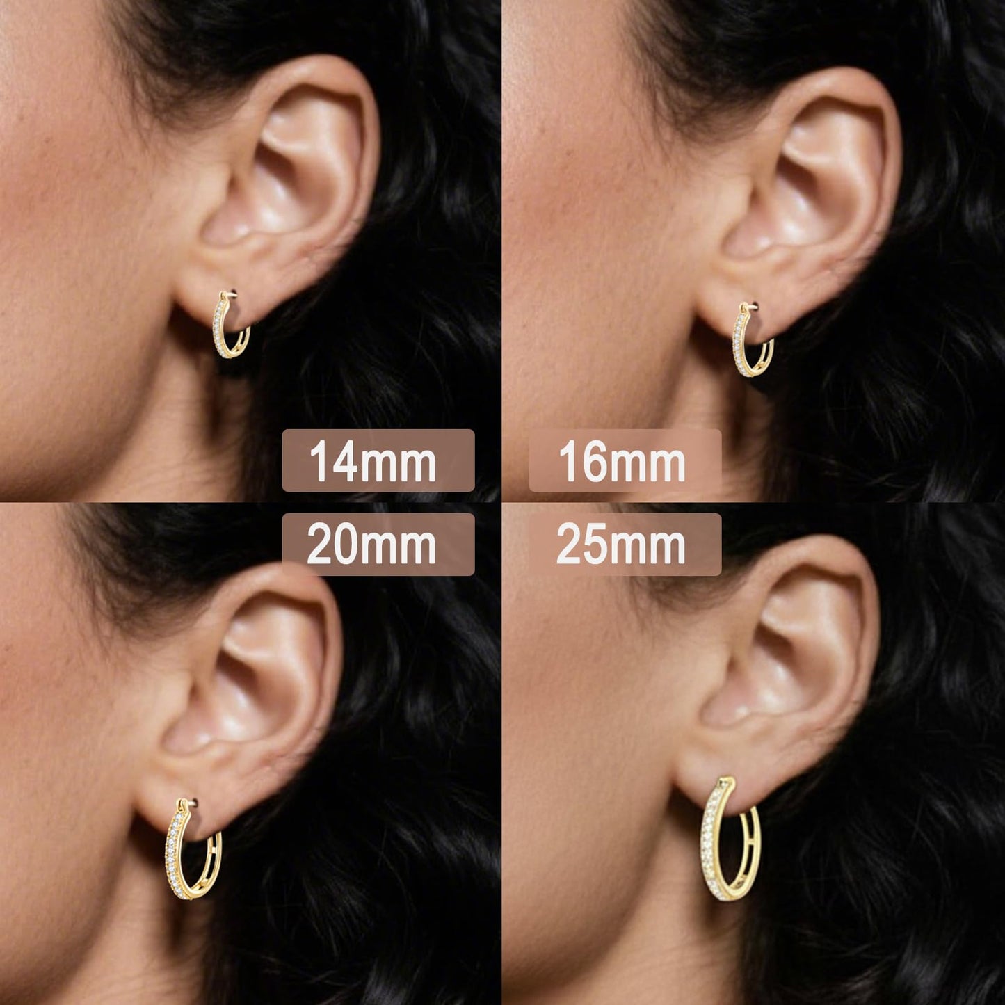14K Gold Hoop Earrings for Women Small Trendy Womens Gold Hoops Earring with Cubic Zirconia Hypoallergenic 14mm