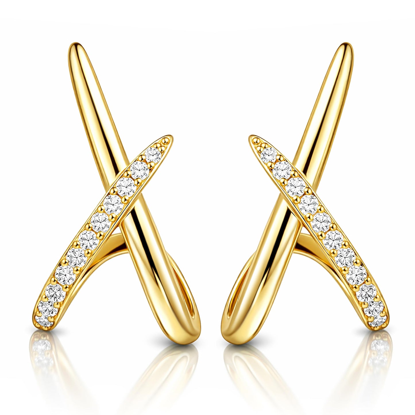 14K Gold Plated Unique Stud Earrings for Women Trendy, Dainty Simple Minimalist Gold Stud Earrings, 925 Silver Post Hypoallergenic Earrings for Sensitive Ears Women Old Money Jewelry Fashion Gifts