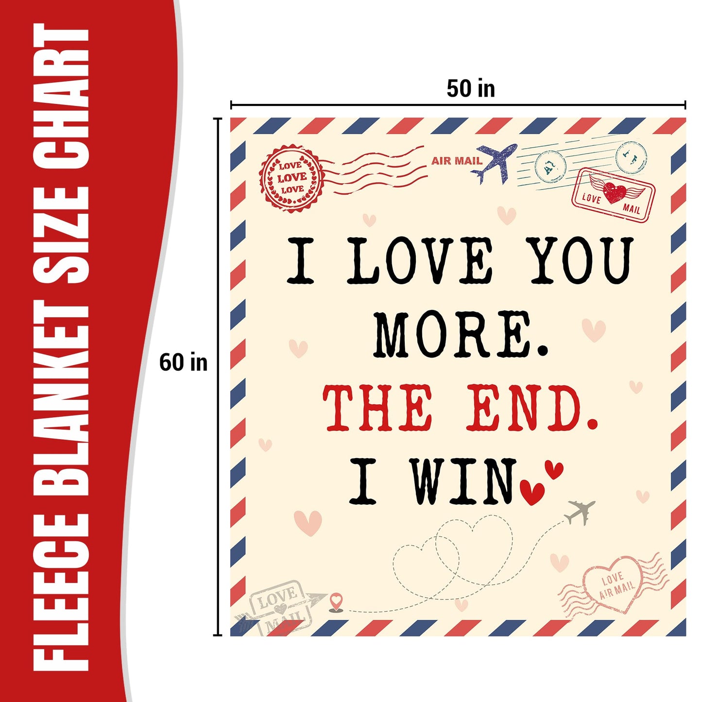 WRAPIX Christmas Anniversary Couple Gifts for Women - I Love You More Soft Fleece Throw Blanket 50x60 in - Birthday Romantic Gifts for Girlfriend Boyfriend Wife Husband, I Love You Gift for Him Her