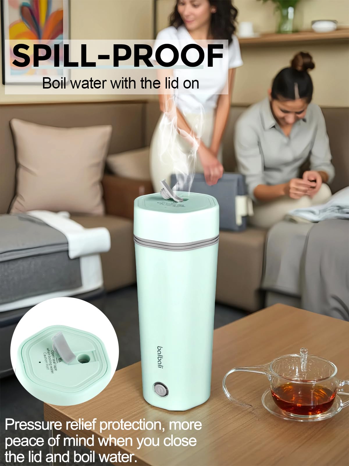 balbali Travel Kettle Electric Small Portable Electric Kettle for Boiling Water Travel Tea Kettle Portable Water Boiler 12oz Travel Electric Kettle