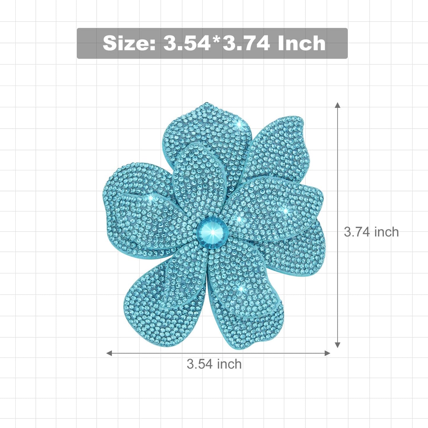 Merdia 3.74 Inches Rhinestone Camellia Flower Brooch Pins & Hair Clips for Women Elegant Created Crystal Lapel Pin Brooches Wedding Party Blue