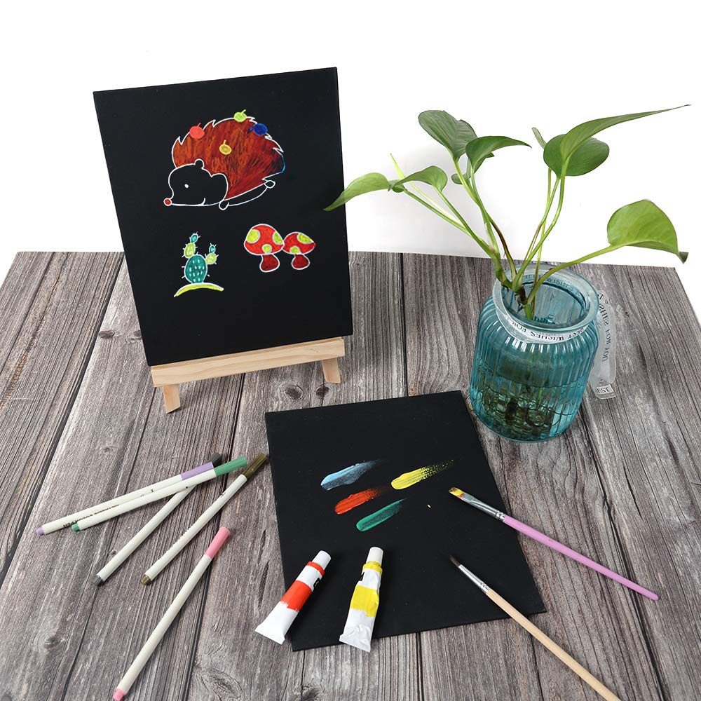 CONDA Black Canvases for Painting, Canvas Panels 8x10 inch, Pack of 14, 100% Cotton Acid-Free, 8 oz Gesso-Primed, Art Boards for Oil & Acrylic Painting