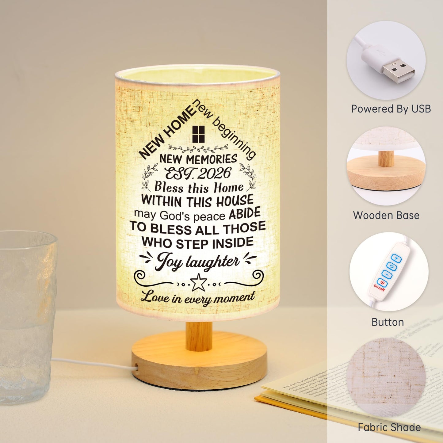 WSYEAR House Warming Gifts New House Decor, Table Lamp Best Housewarming Gifts 2026 New Home Gift Ideas Women Couple, New Home New Adventure New Memories
