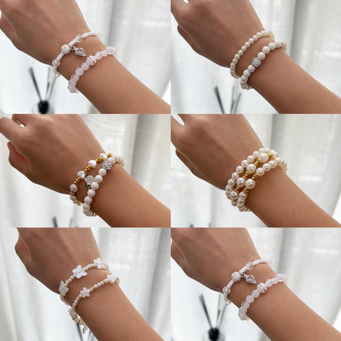 1900PCS Pearl Beads for Bracelets, Beige Acrylic Round Beads for Jewelry Making Gold Spacer Bead Pumpkin Heart Flower Bow Buterfly Bead Flower Charms for DIY Crafts