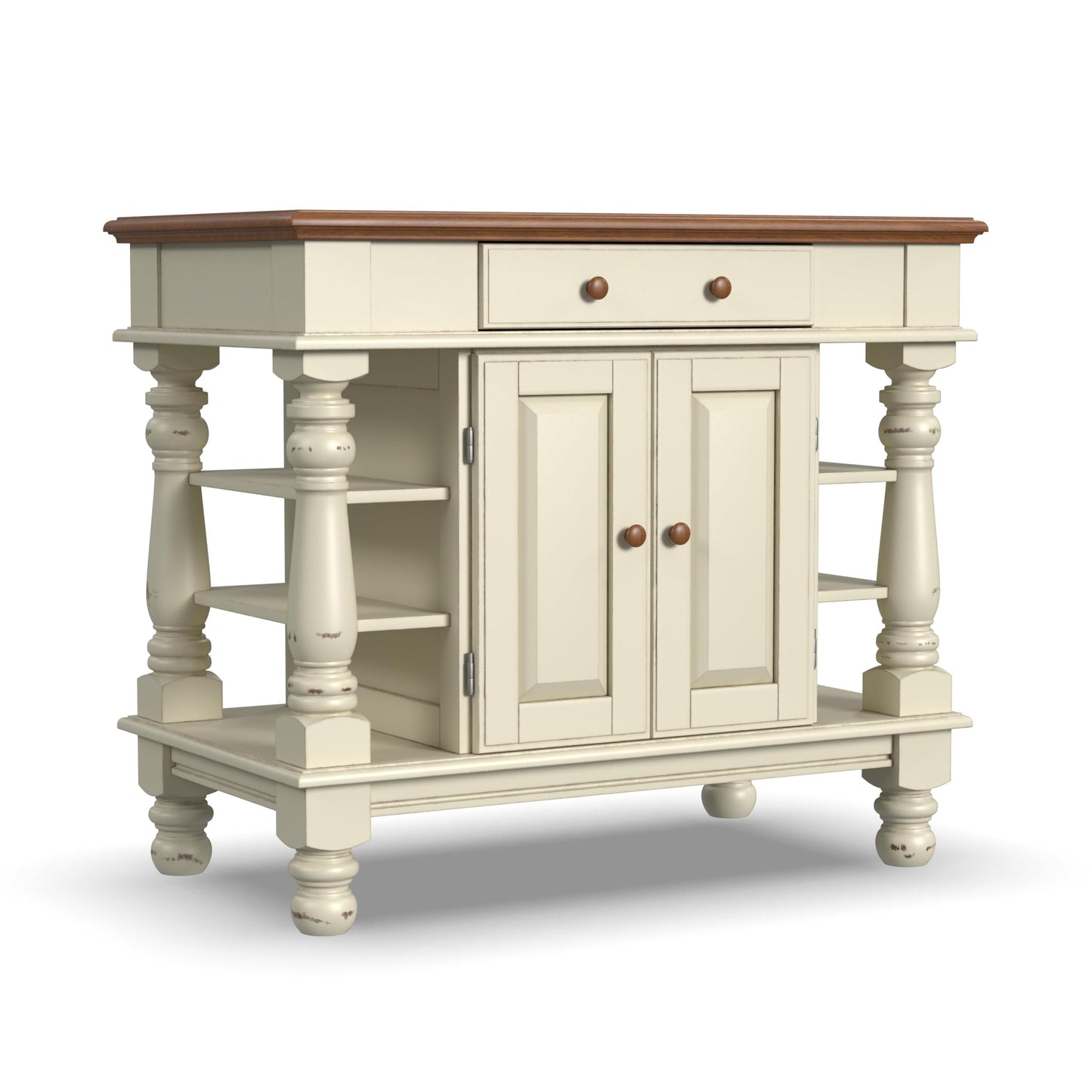 Homestyles Americana Antique Oak Island with Storage, 42"W