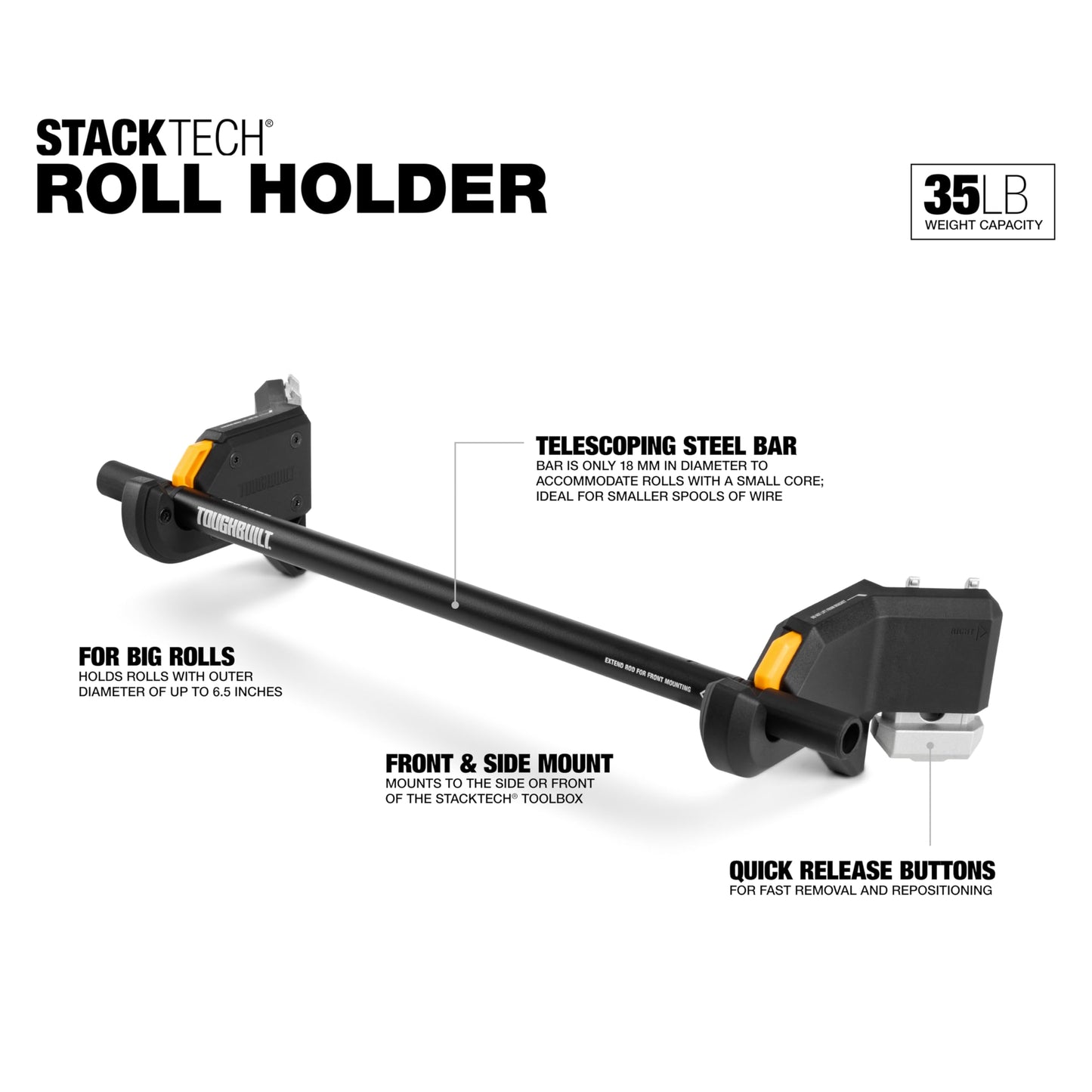 ToughBuilt StackTech Roll Holder, StackTech Accessorie TB-B1-A-32