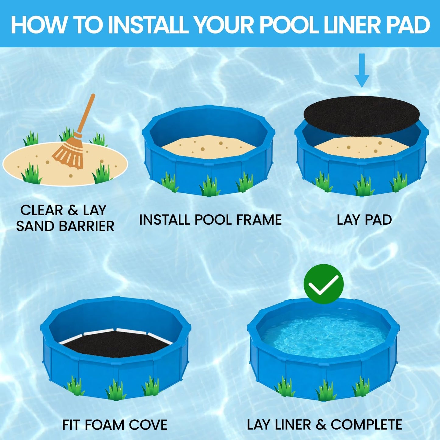 Poolvio 18-Foot Round Above Ground Pool Liner Pad, Geotextile Under Padding, Extends Liner Life, Puncture & Weed Barrier, Eco-Friendly Fabric
