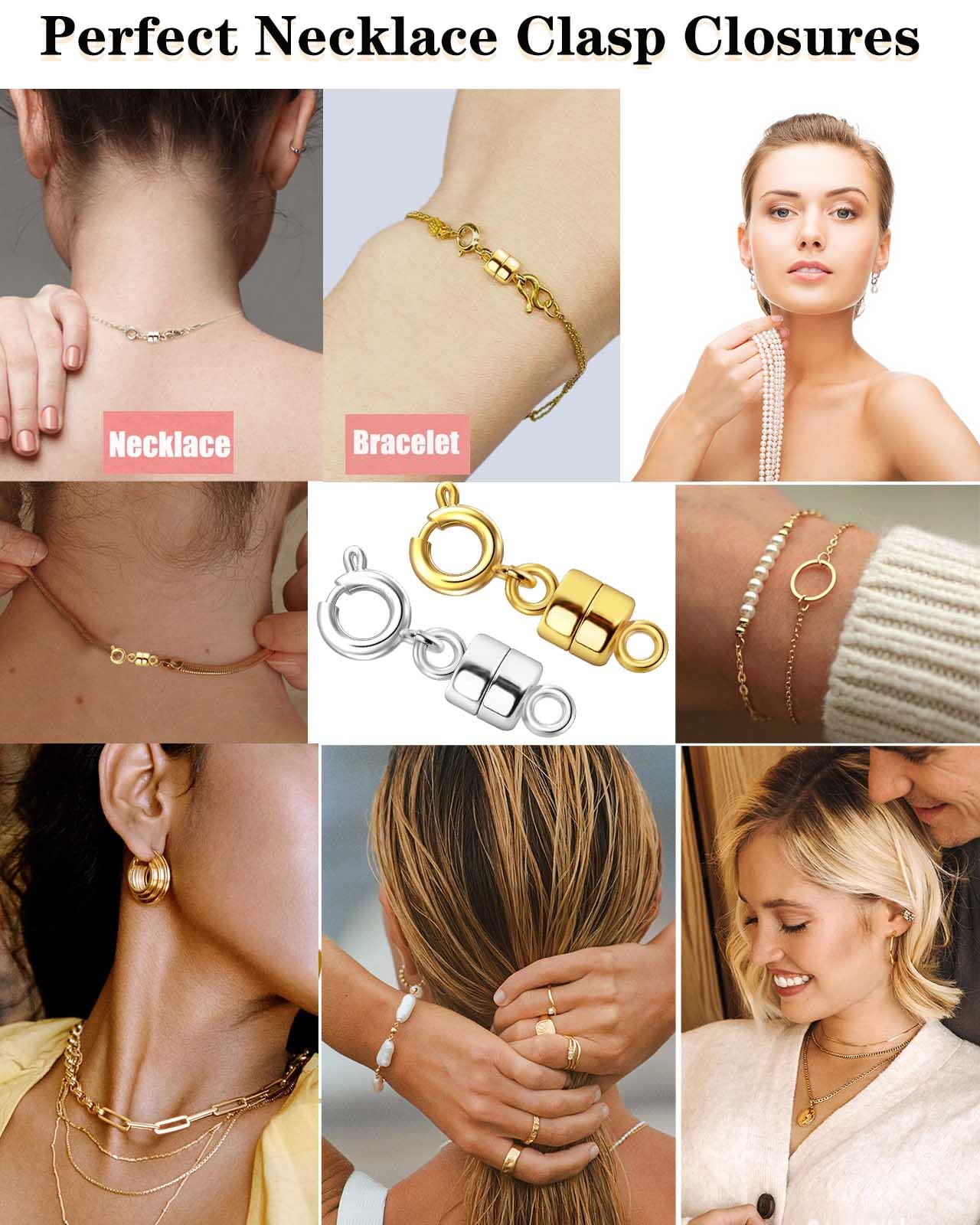 Dailyacc Necklace Clasps and Closures - Safety 14 K Gold and Silver Jewelry Converters for Bracelets Chain Extender