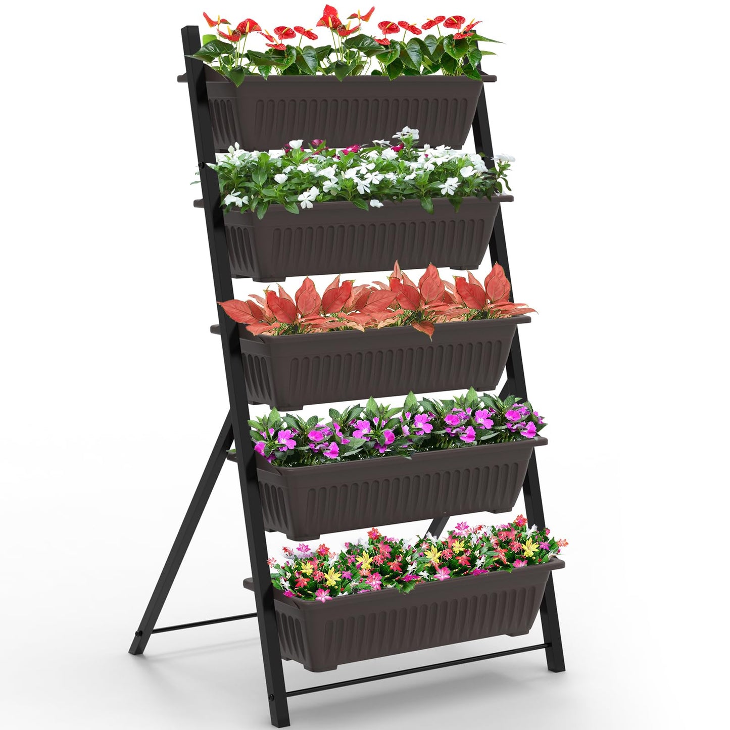 G TALECO GEAR Vertical Garden Planter, 5 Tiers Vertical Raised Garden Bed Metal Elevated Herb Planter Box Vegetable Flower Planters for Patio Deck Outdoor Indoor