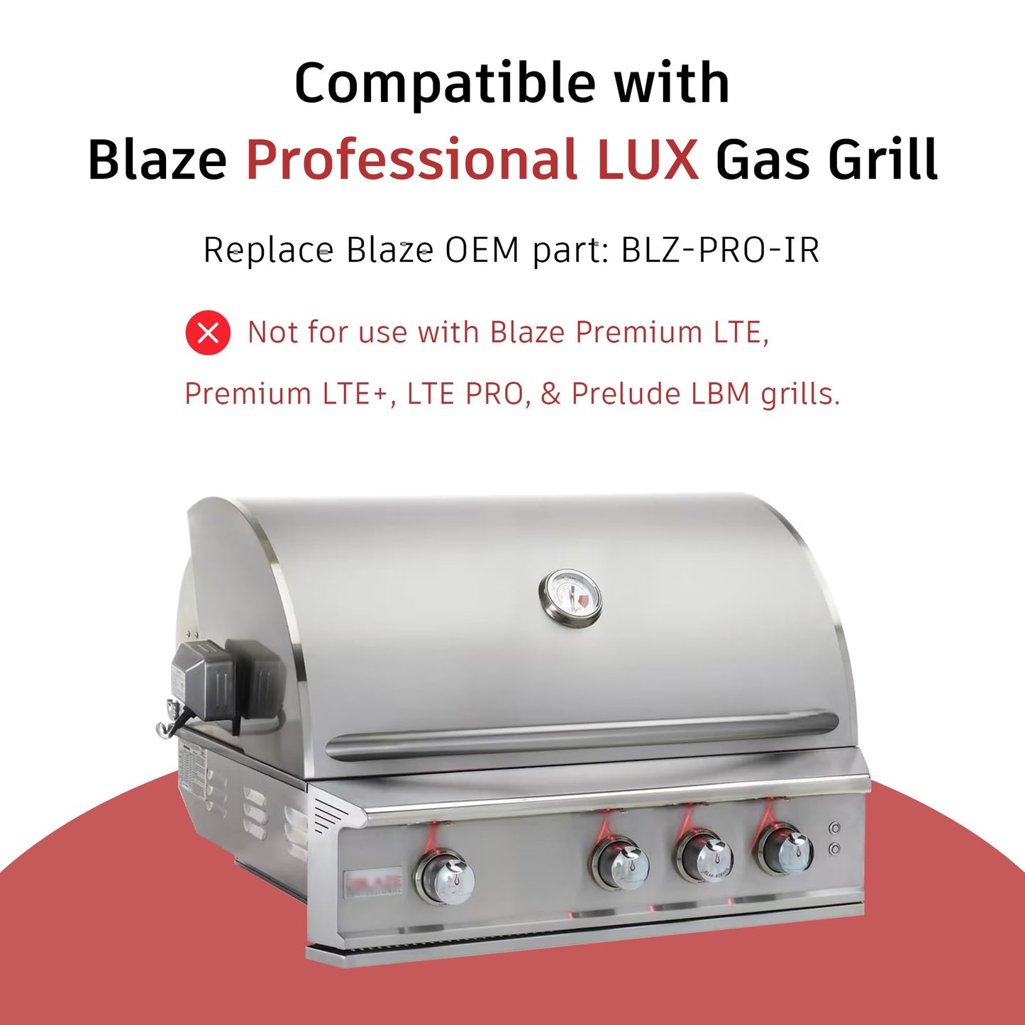 GDCERIX Infrared Searing Burner for Blaze Professional LUX Gas Grill, 304 Stainless Steel Grill Burner Replacement, Grill Replacement Part for Blaze, BLZ-PRO-IR
