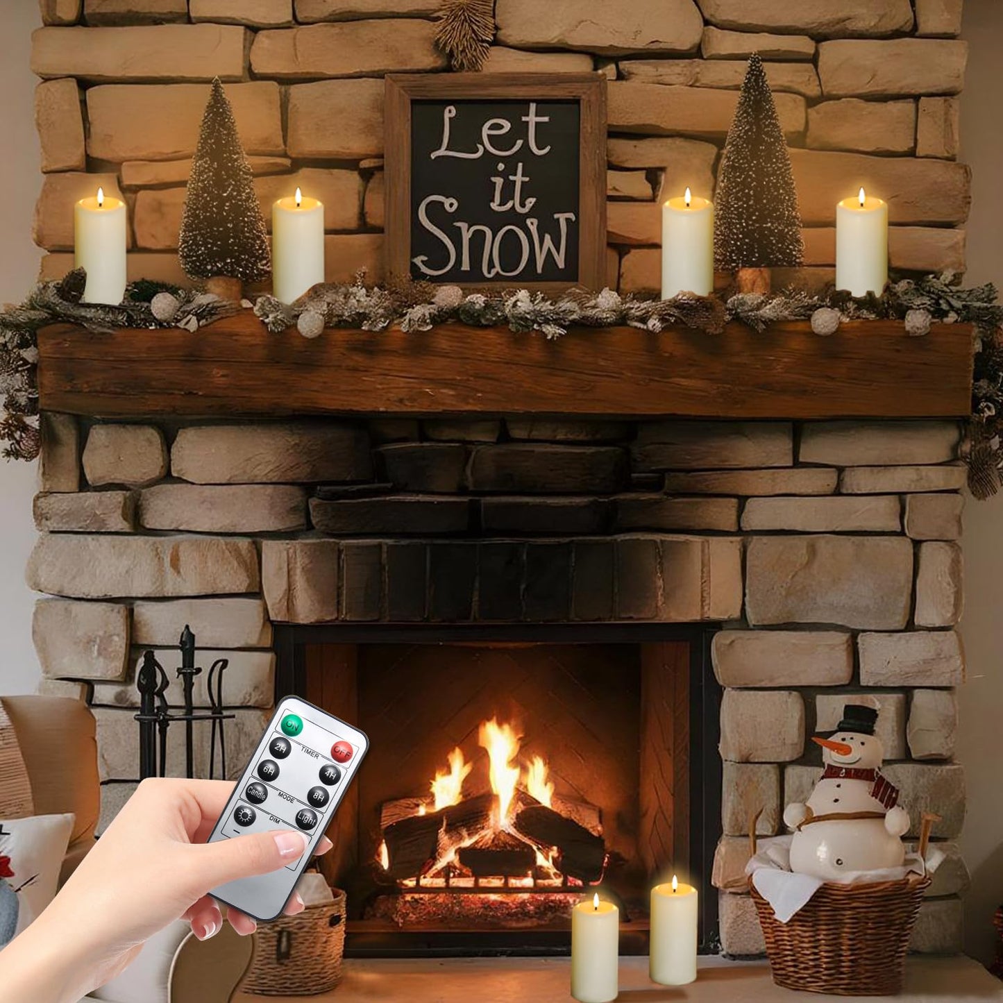 Hinabichan Flameless Candles Battery Operated with Remote and 2/4/6/8 H Timer, 6pcs Flickering Fake Electric Candles for Festival Home Party Decor (D3 x H 6") (Ivory)"