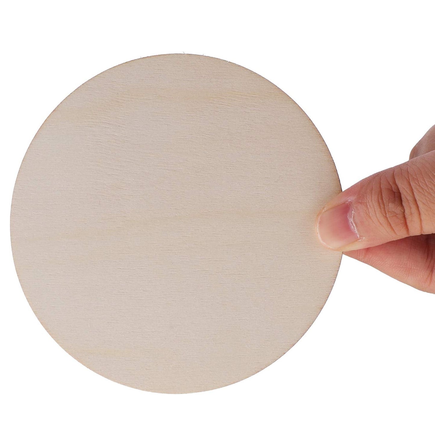 Foraineam 100 Pieces 4 Inch Unfinished Wood Circle Cutouts Round Natural Wooden Craft Circles Slices for Wooden Coasters, DIY Crafts, Painting, Writing, Engraving and Home Decoration