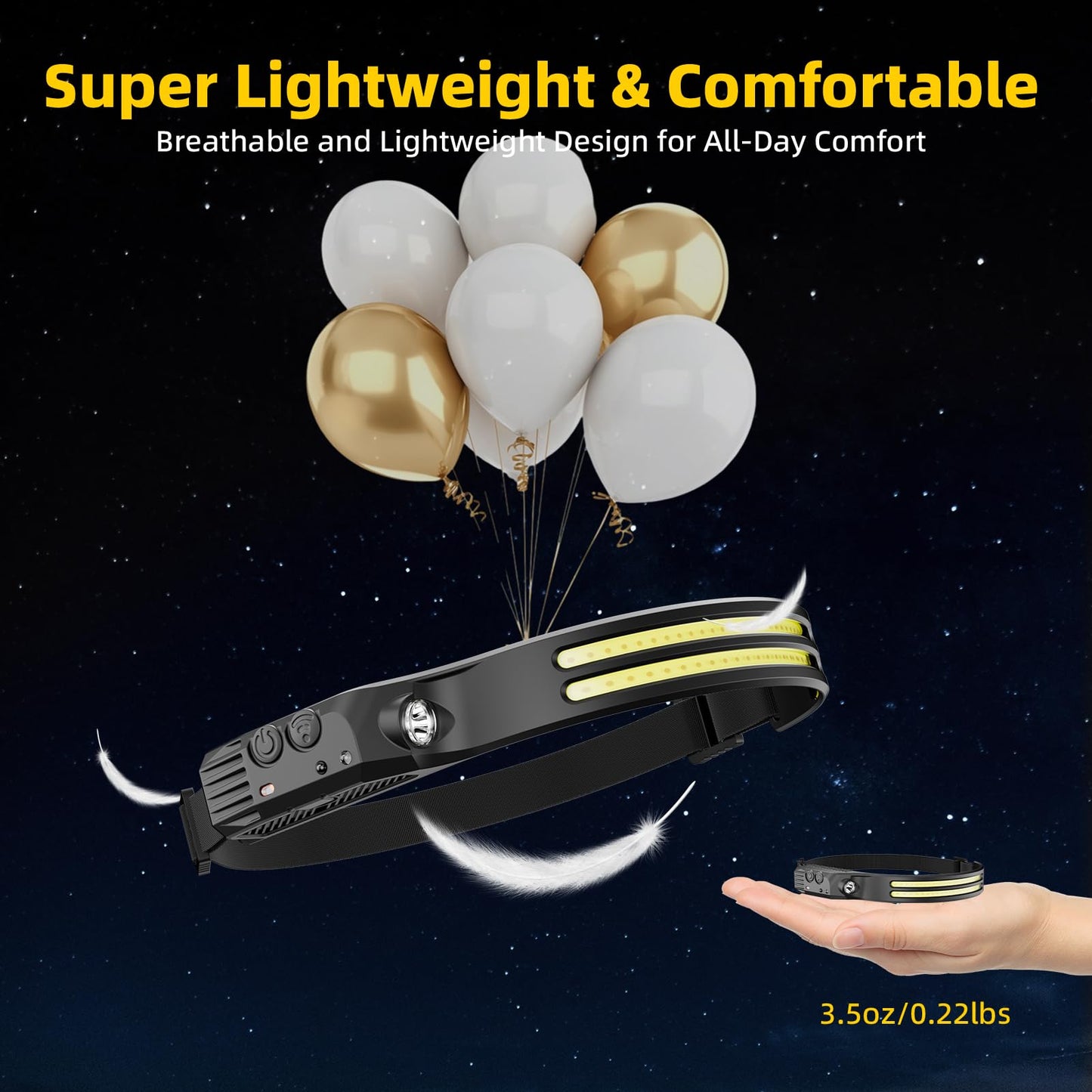 Beccason 2Pack LED Headlamp Rechargeable - 230° COB Super Bright Head Lights for Forehead, Hard hat Light for Adults, USB C Headband Flashlight for Work, Hunting, Running, Camping Essentials Gear