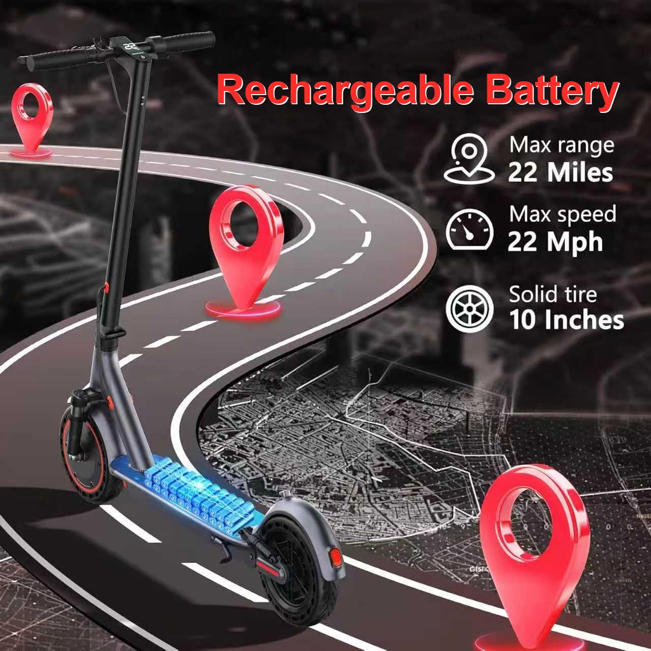 Maxshot Electric Scooter, 8.5" /10" /14" Tire, 16/19/22 Mph Top Speed, 12/16/21/27/28/49/50 Miles Long Range, Folding Escooter for Adults and Kids with Seat Bag, Dual Braking, Dual Suspension, App