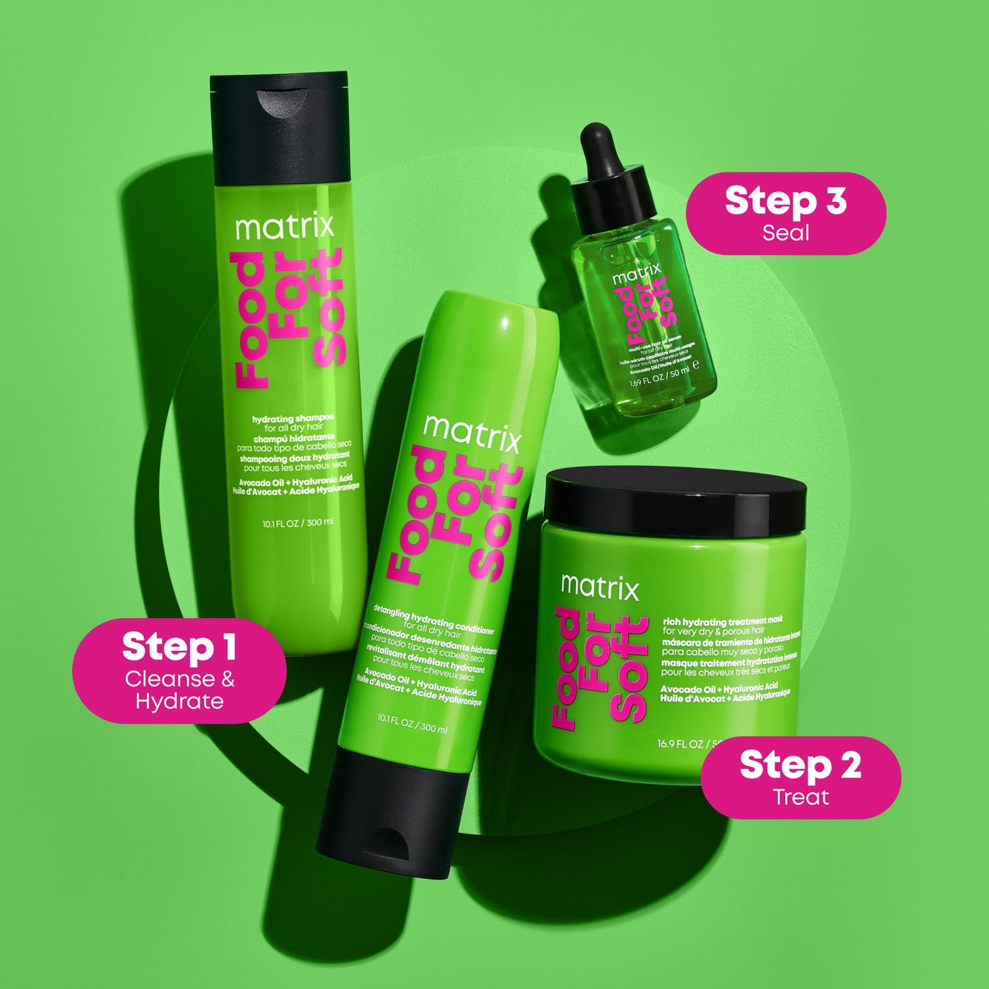 MATRIX Food For Soft Hair Serum Oil For Dry, Brittle and All Hair Types - Softens, Smooths and Adds Shine With Heat Protection, Repairing Leave In With Avocado Oil, 1 Fl Oz