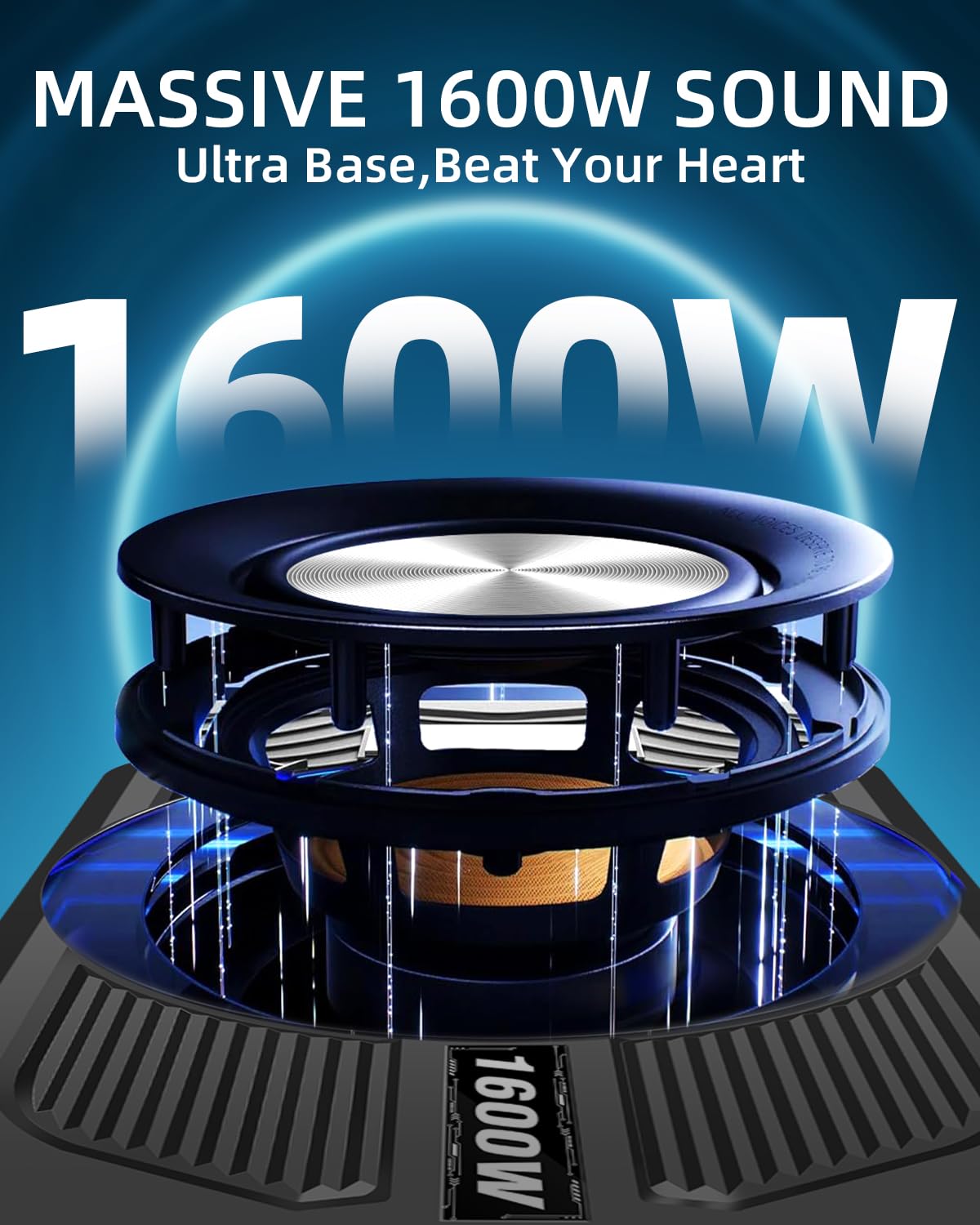 SUBPULSIX 1600W Slim Underseat Car Subwoofer and Amp Package, Under Seat Subwoofer with Built-in Class D Amp & DSP, LED Light Switch, Deep Subsonic Bass, Powered Subwoofer Car Audio for Truck/SUV