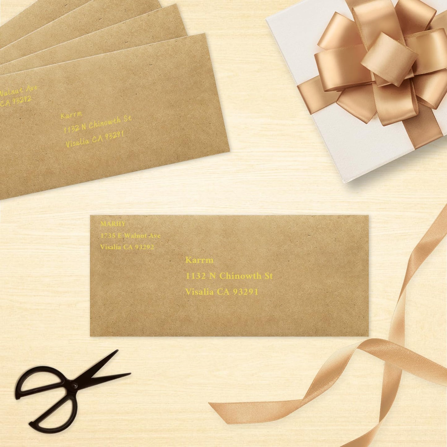 50 Pack #10 Business Envelopes, Brown Kraft Standard Envelopes Self Seal, Letter Size Mailing Envelopes for Checks Letters Invoices Christmas Birthday Graduation Wedding, 4 1/8 x 9 1/2 Inch