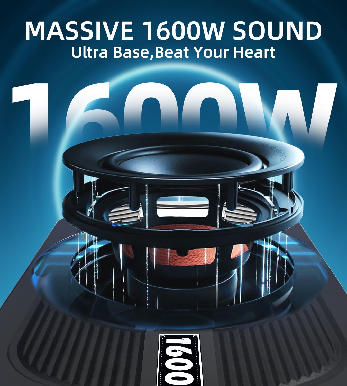 TZGBASS 1600W Slim Under seat Car Subwoofer and Amp Package, Powered Subwoofer with Built-in Amp, Subsonic Deep Bass, RGB Beat Light, Low Pass/Gain/Bass Boost Control, for Truck, SUV, Jeep, Car Audio
