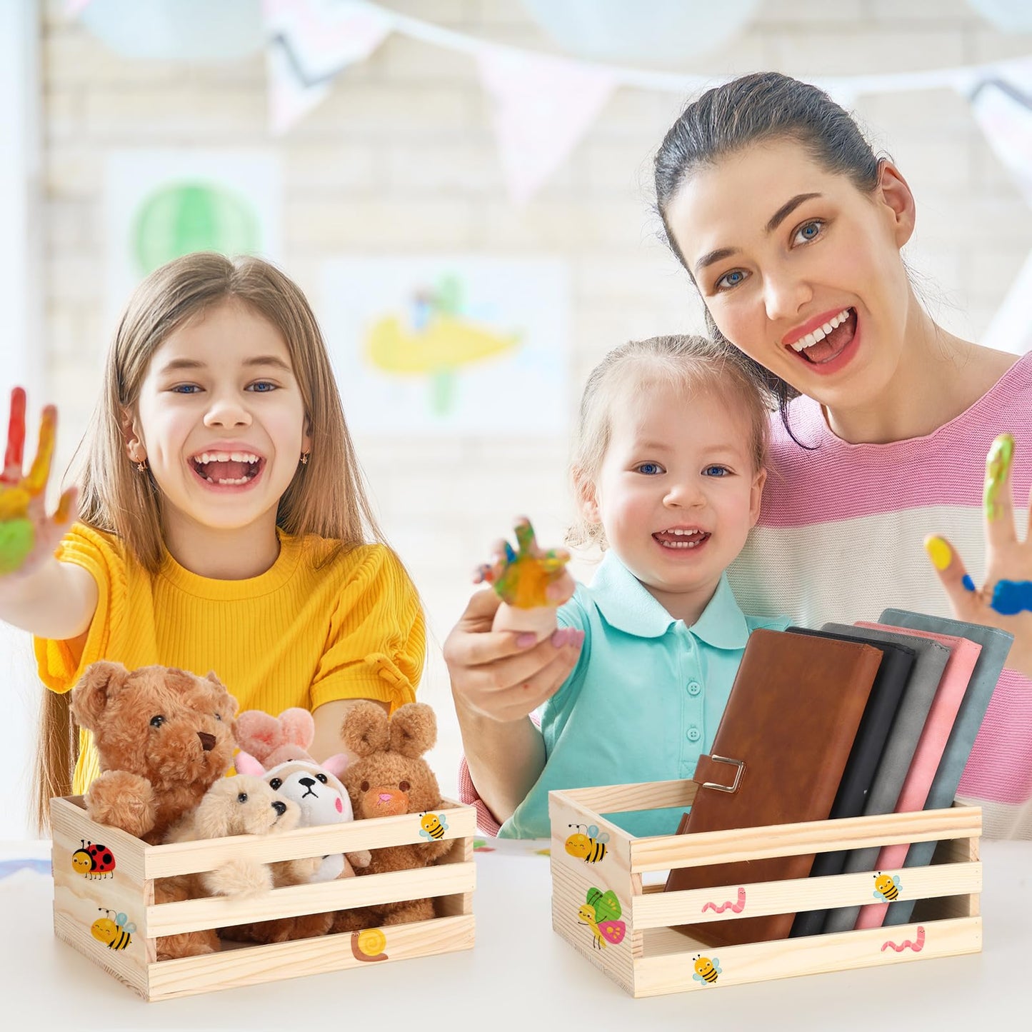 Gerrii 12 Pcs 8'' Small Wooden Crates for Easter Crafts Unfinished Crates Centerpiece Mini Rustic Wood Basket Box for Display Storage Milk Wine Closet Home Bathroom Kitchen Office Decor