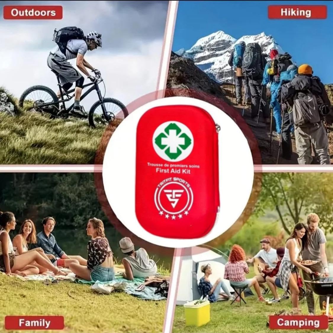 First Aid Kit & Survival First aid Kit, Includes 300 Pieces, First aid for Camping, Home, car, All Purpose kit, Emergency First aid kit, for All Activities By TRITFIT SPORTS