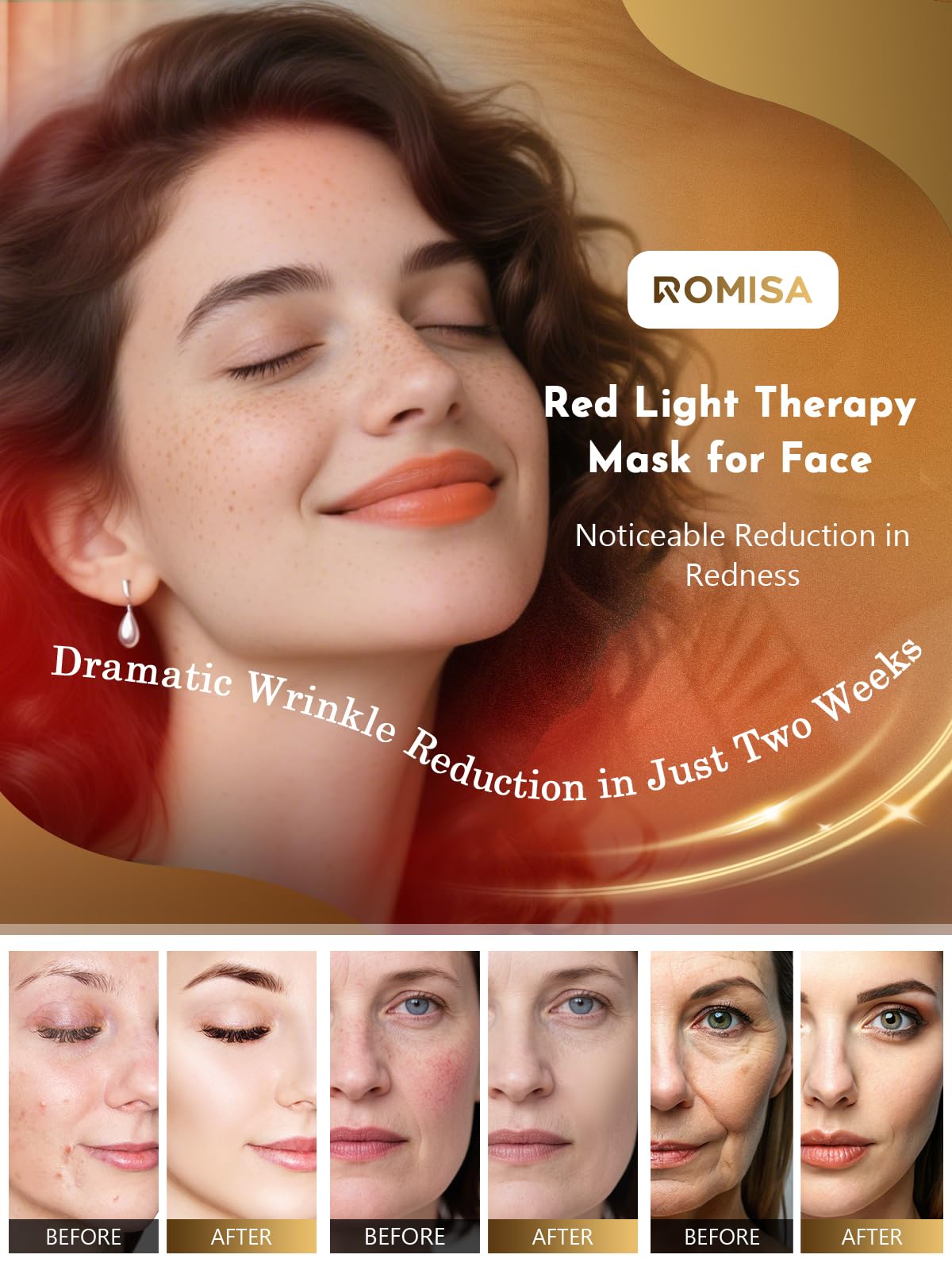 Red Light Therapy for Face, 4 Modes Cordless Face Mask Light Therapy, 2000mAh Rechargeable & 400 LEDs Infrared & Red Light Masks, Facial Fit, Led Light Therapy Skin Care at Home(Black)