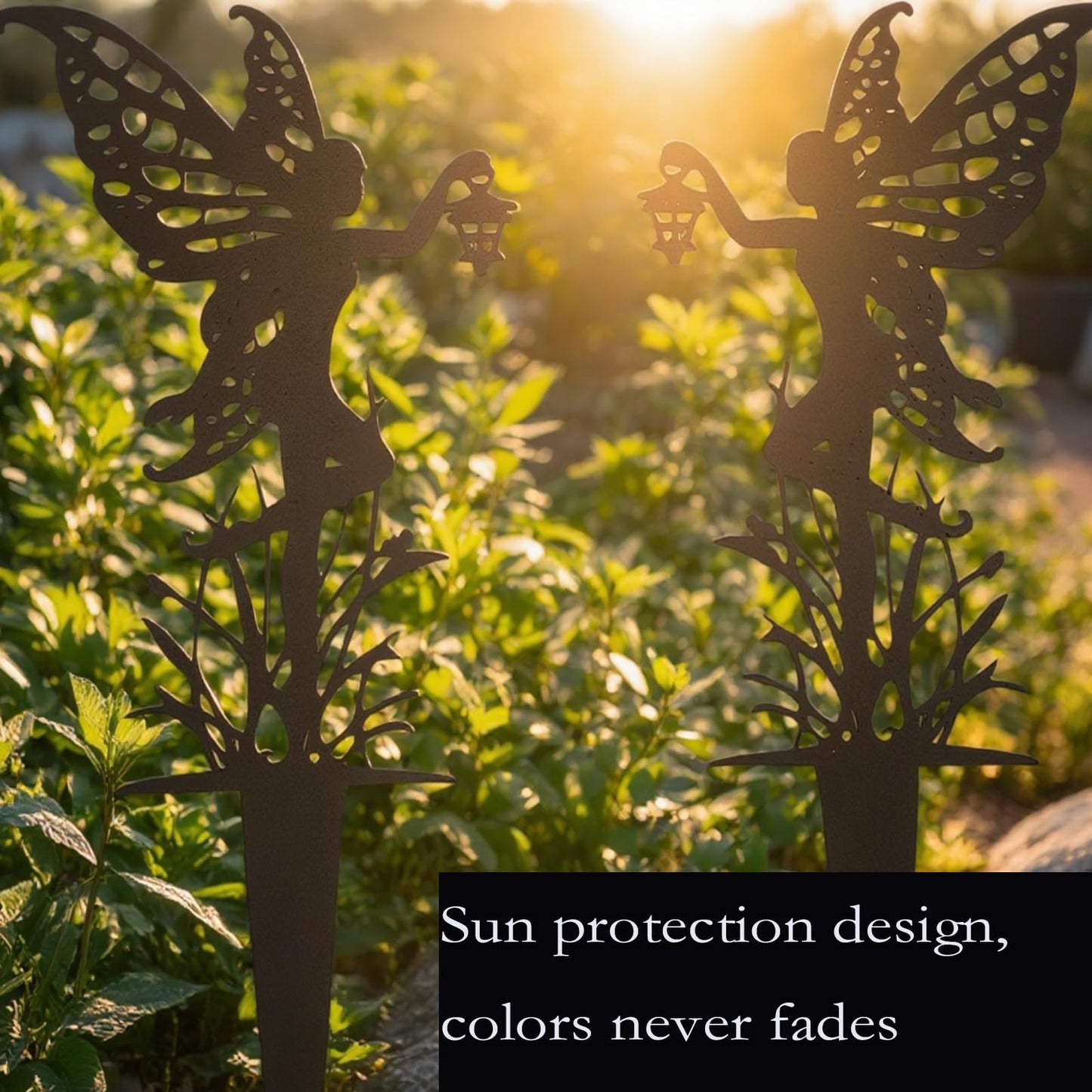 AJHXZMFC Decorative Garden Stakes, Fairy Garden Stakes, Butterfly Fairy Stakes for Weather Resistant Black Metal Outdoor Decorative Art for Women Gift (Matte Black, 6P-A)