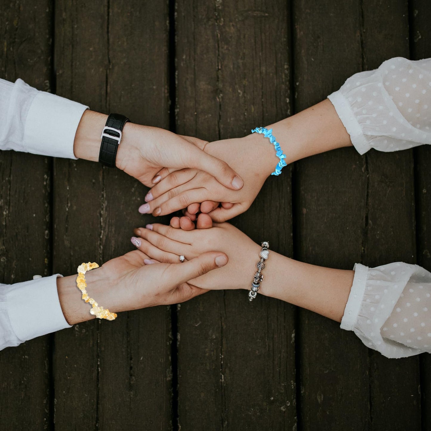 SONNYX 12 PCS Crystals Chip Bracelets Set for Women Natural Gemstone Bracelets Colorful Gravel Bead Bracelets Irregular Chips Beads Bracelet Reiki Stretch Beaded Bracelets Jewelry