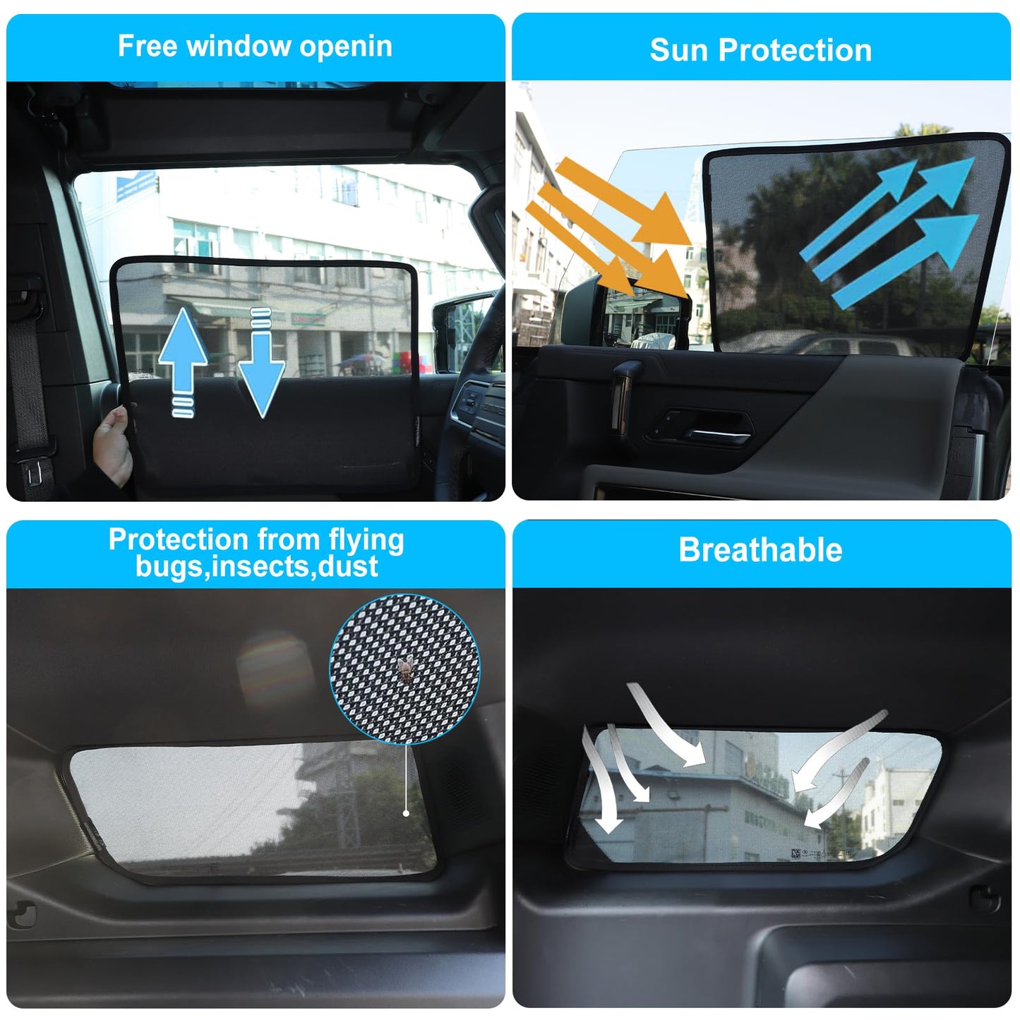 for Hummer EV SUV Accessories Car Side Window Shades&Rear Window Full Sun Shades Kit 8PCS Glare Breathable Car Privacy Curtains Block Light for Hummer EV SUV 2024-2026 (Foldable Heat Insulation Film)