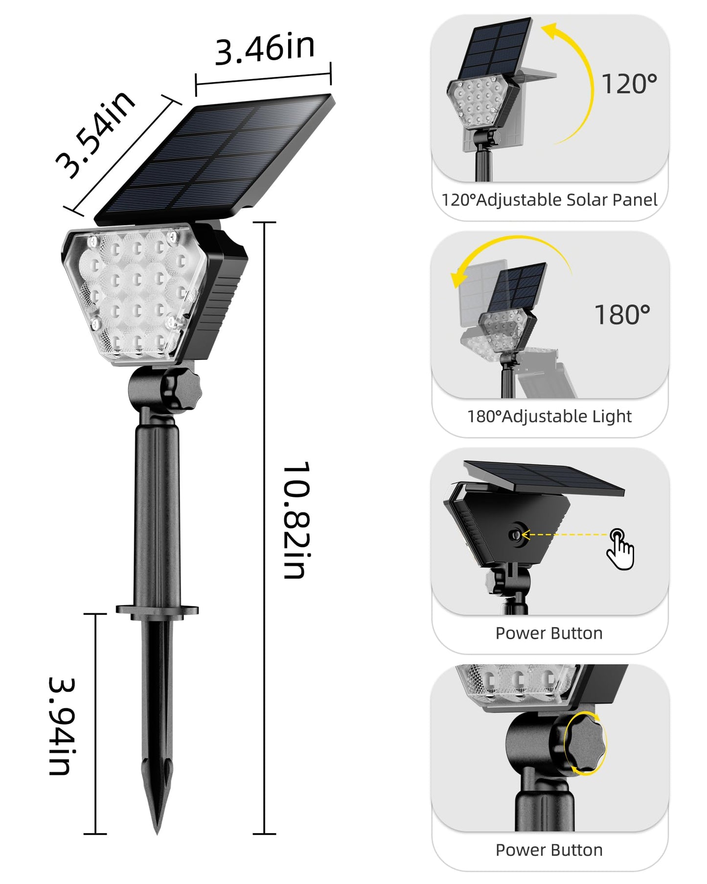T-SUN Solar Lights Outdoor Waterproof IP65, 6Pack LED Solar Spot Lights Color Changing IP65 Waterproof Smart Auto On/Off for Outside Landscape Garden Yard Lawn Pathway Patio Driveway
