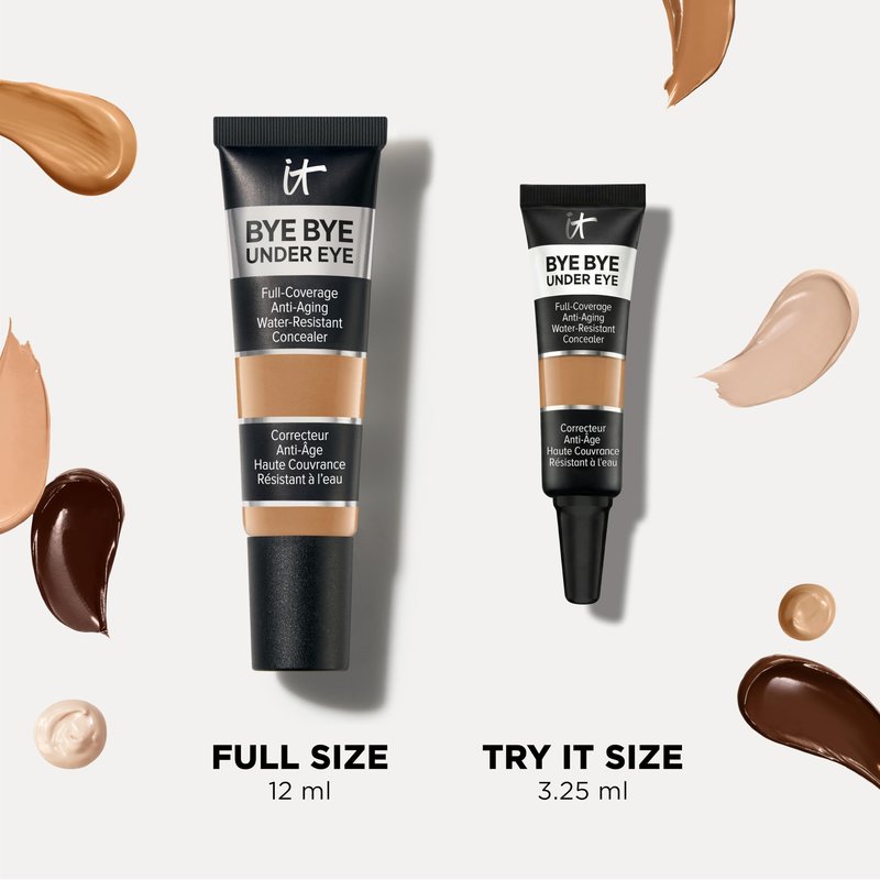 IT Cosmetics Bye Bye Under Eye Concealer (Deep Tan) - Waterproof, Full Coverage Brightening Concealer For Dark Circles, Fine Lines, Redness & Discoloration, Anti-Aging, 24H Wear - 0.4 fl oz