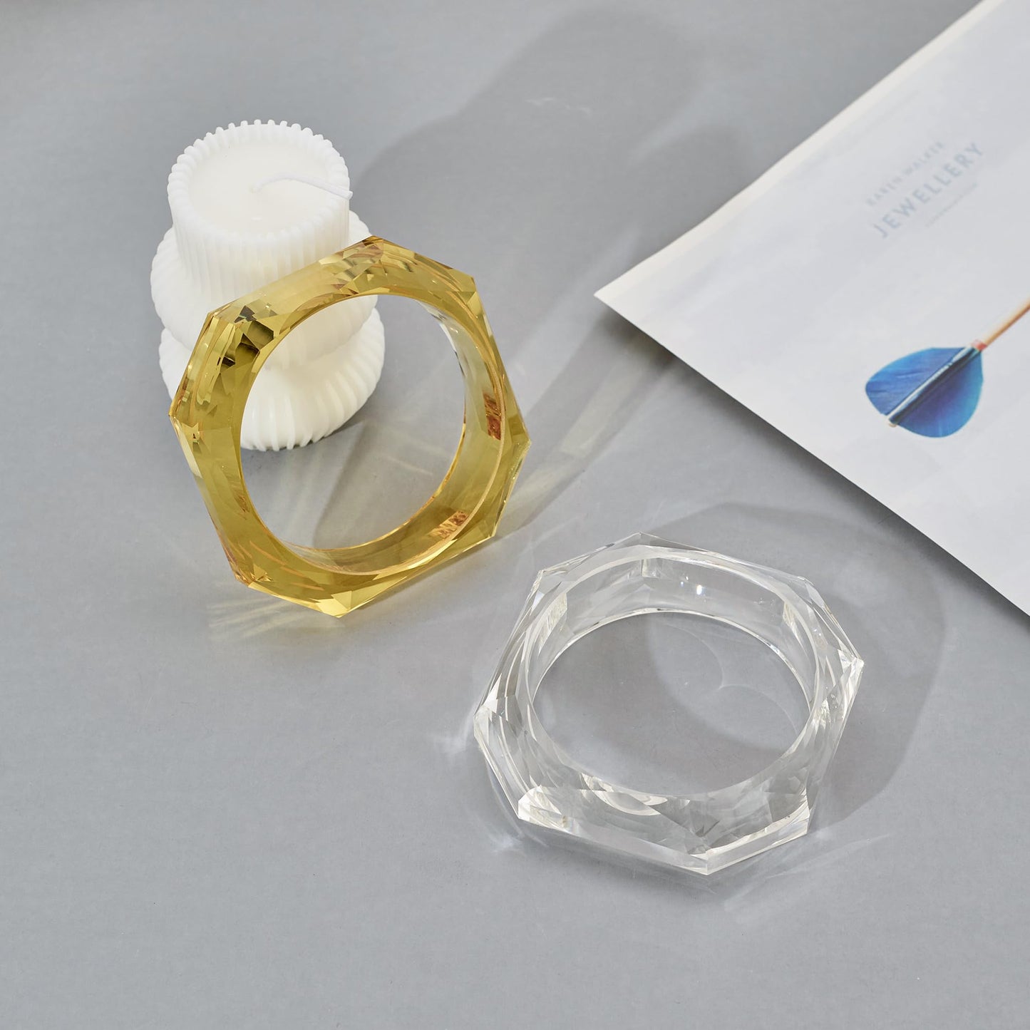 HUAYUNFANG Transparent Acrylic Resin Bracelet for Women Geometric Squre Clear Acrylic Bangles Trendy Acetate Plate Bangle Bracelet Jewelry