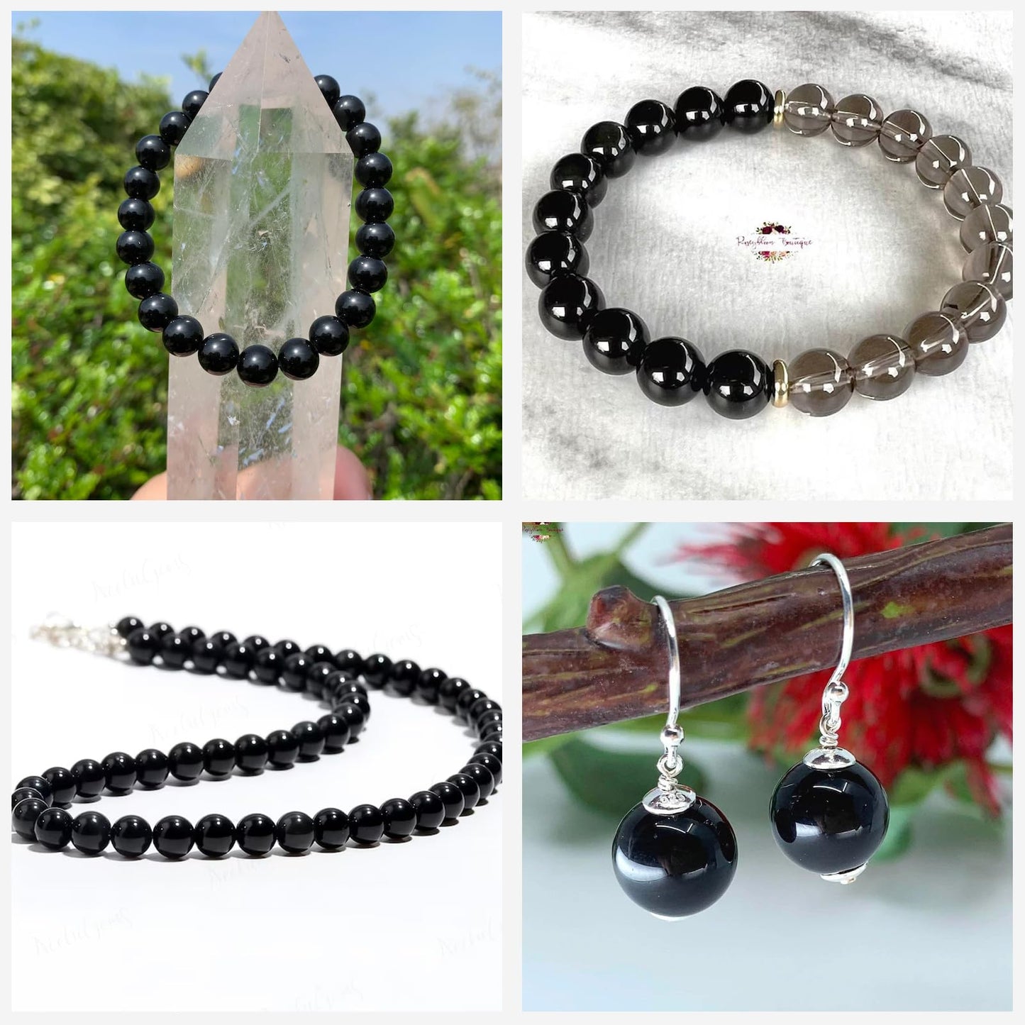 Risyfjew 50PCS 8mm Natural Black Obsidian Beads Gemstone Round Loose Beads for Jewelry Making Chakra Crystal Stone Beads for Bracelets Necklace Earrings Making Supplies (50pcs/Strand)