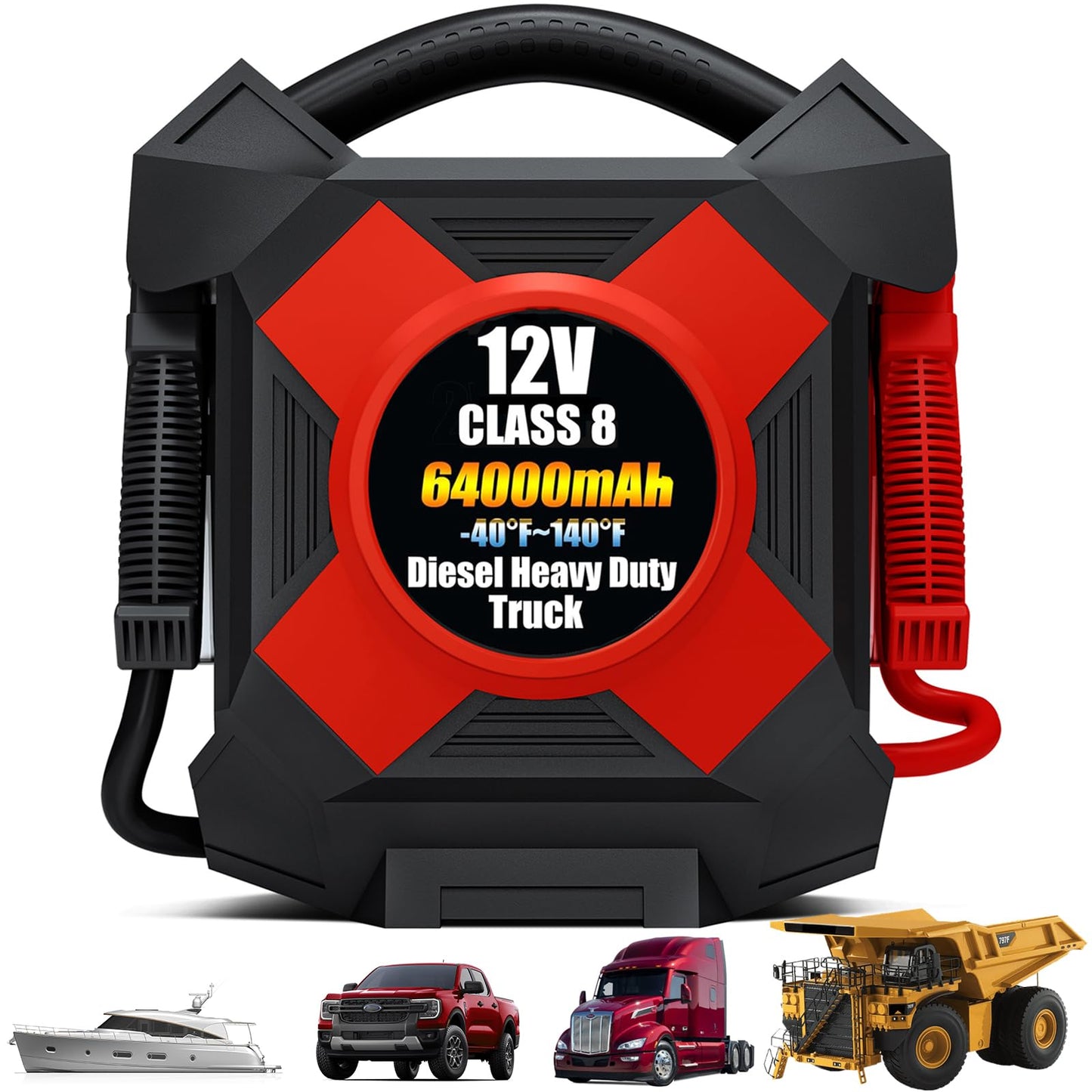 ODUKAKO Heavy Duty Jump Starter,Dm1264 30000a 12v for Semi Truck 50L Engines / R50 1500a 2-3L Gasoline and Diesel Engines Passanger car