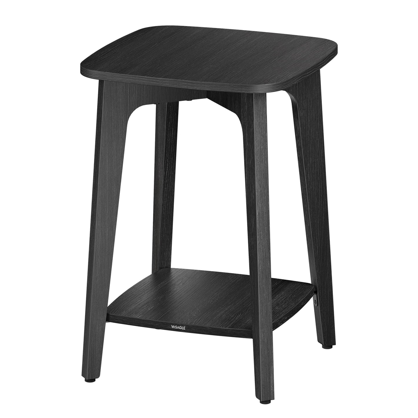 VASAGLE MAEZO Collection - Side Table, 2-Tier Small Square End Table, Nightstand with Tapered Legs, Curved Transitions, for Small Spaces, Living Room, Bedroom, Charcoal Gray ULET236B01