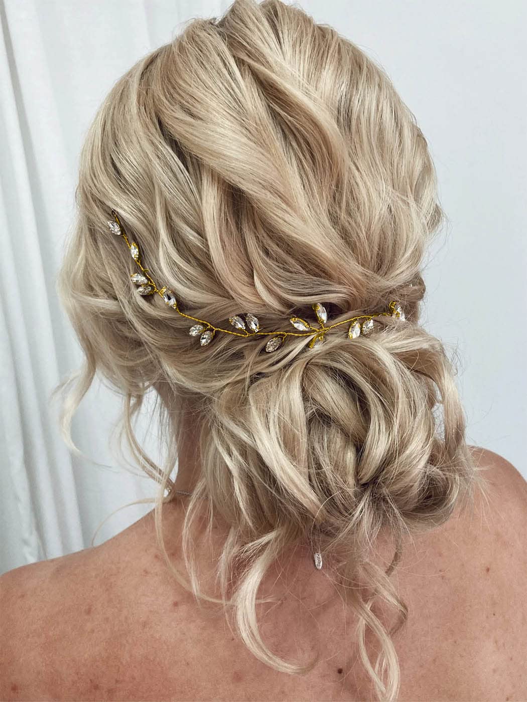 JAKAWIN Wedding Hair Piece for Brides Bridal Hair Accessories Crystal Hair Vine for Women HV190 (2 Gold)