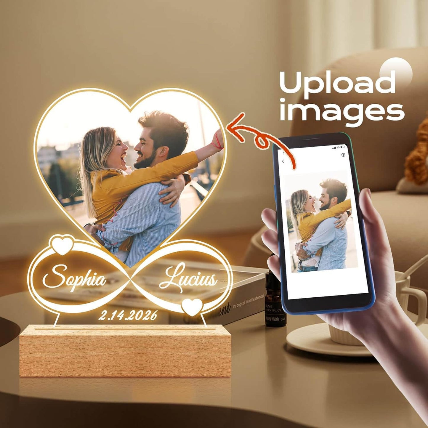 KoxSmar Custom Picture Frames, Personalized Photo Frame, Customized Picture Frames, Personalized Anniversary Photo Gifts for Women Men Her Him, Mothers Day Gifts for Mom Dad Baby Kid Family Pet