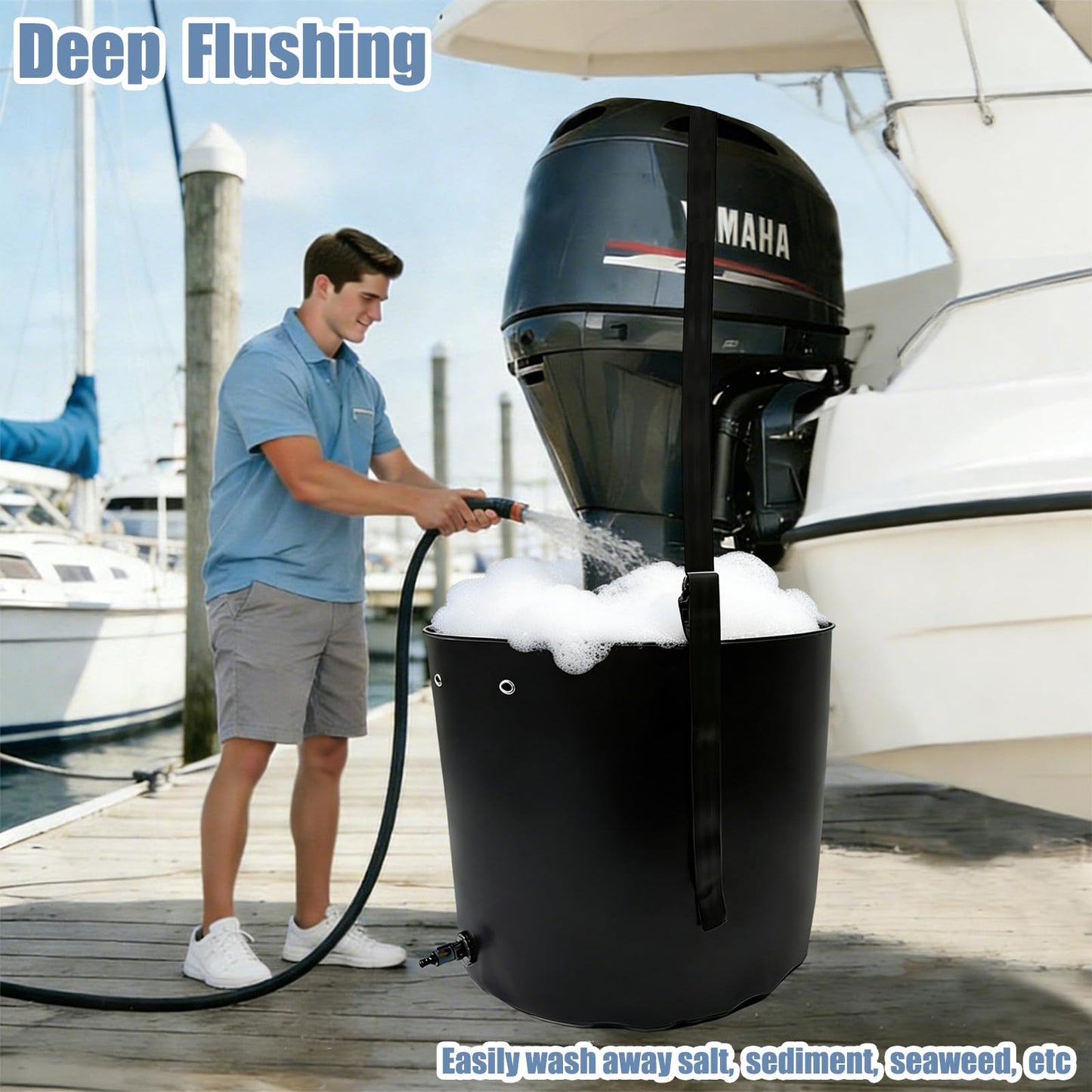 FEIJAZUM Outboard Motor Flushing Bag for Outboard Flushing on Land, 27.6'' x 27.6'' x 30'', Outboard Engines Flushing Bag Suitable for Under 350HP Outboards (0-350HP Outboard Motor)