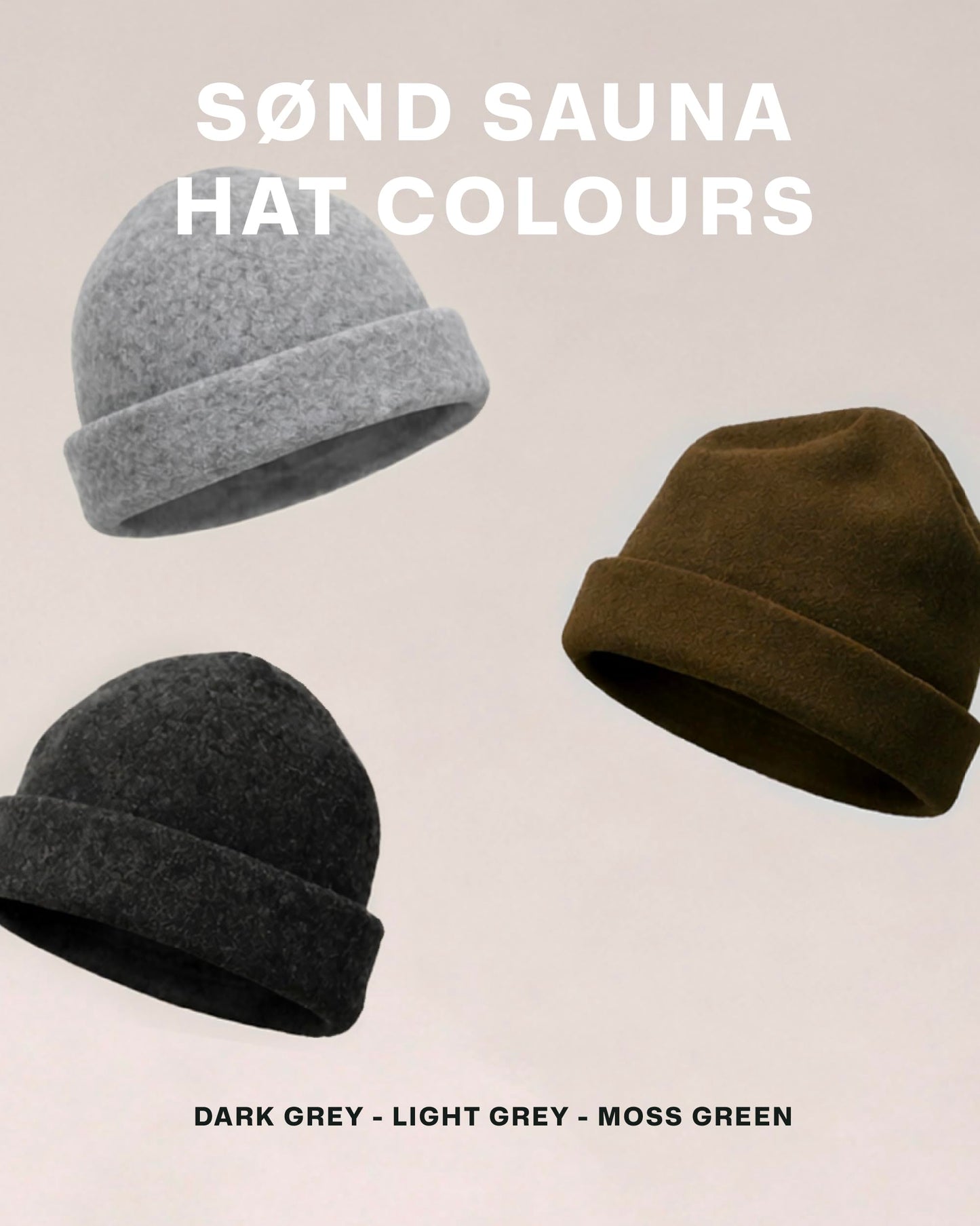 SรND - Sauna Hat for Men & Women - Merino Wool Heat Insulation & Hair Protection - Wool Sauna Cap & Banya Hat - Sauna Accessory - Beanie Style - Light Grey