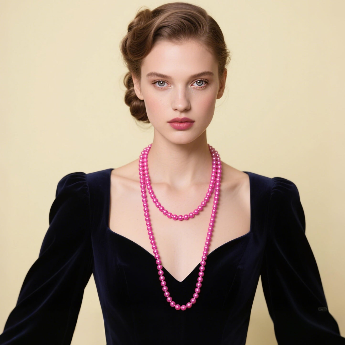 BABEYOND Long Pearl Necklace Faux Pearls Necklace Set Beaded Long Pearls Necklace 1920s Gatsby Costume Jewelry (Rose red)