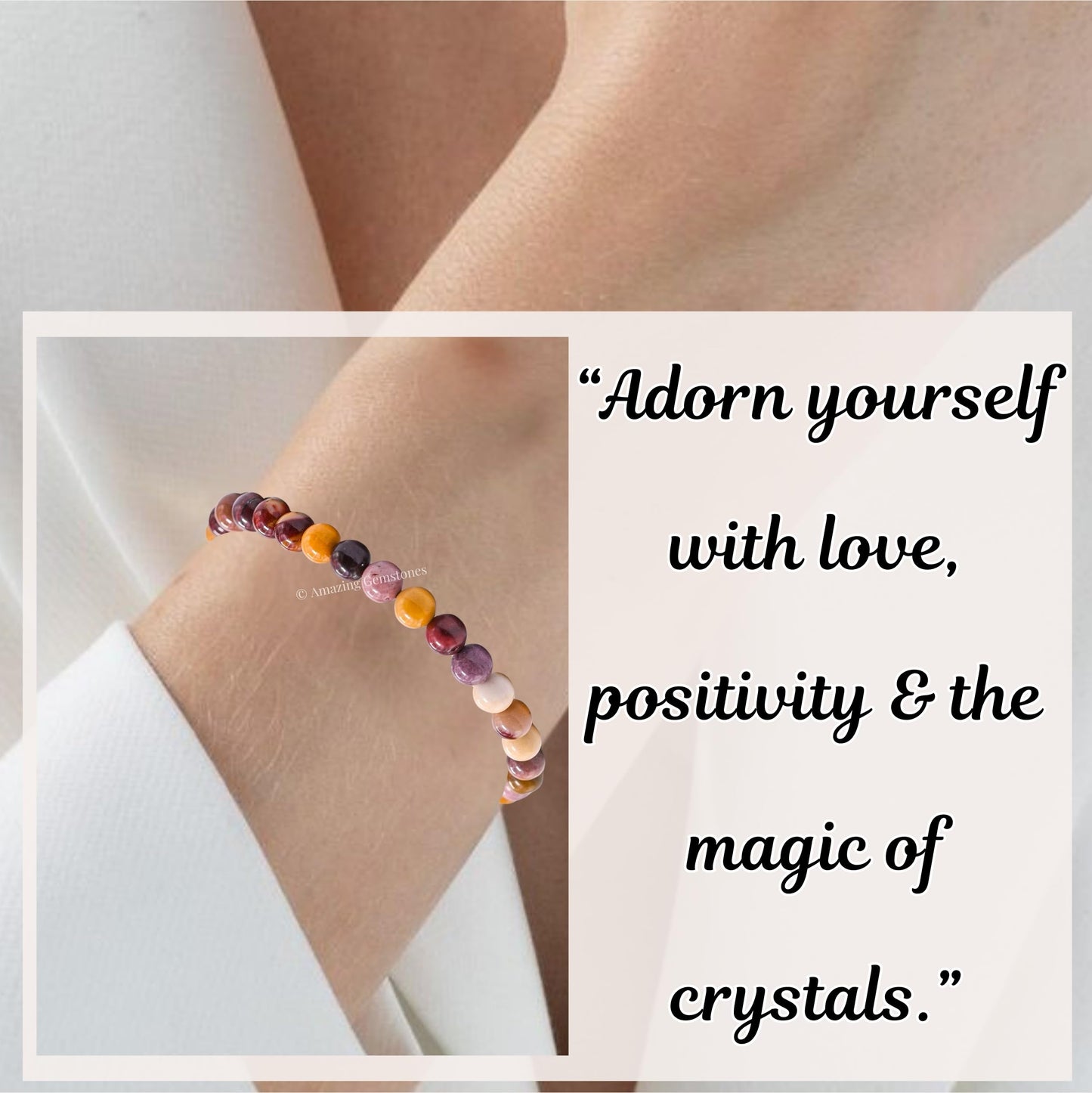 Amazing Gemstone Mookaite Bracelet for Women Men's Gifts - Protection Healing Crystal Bracelet - 6mm Gemstones Beaded Adjustable Bracelet Pulseras Para Hombres Mujer Stocking Stuffers
