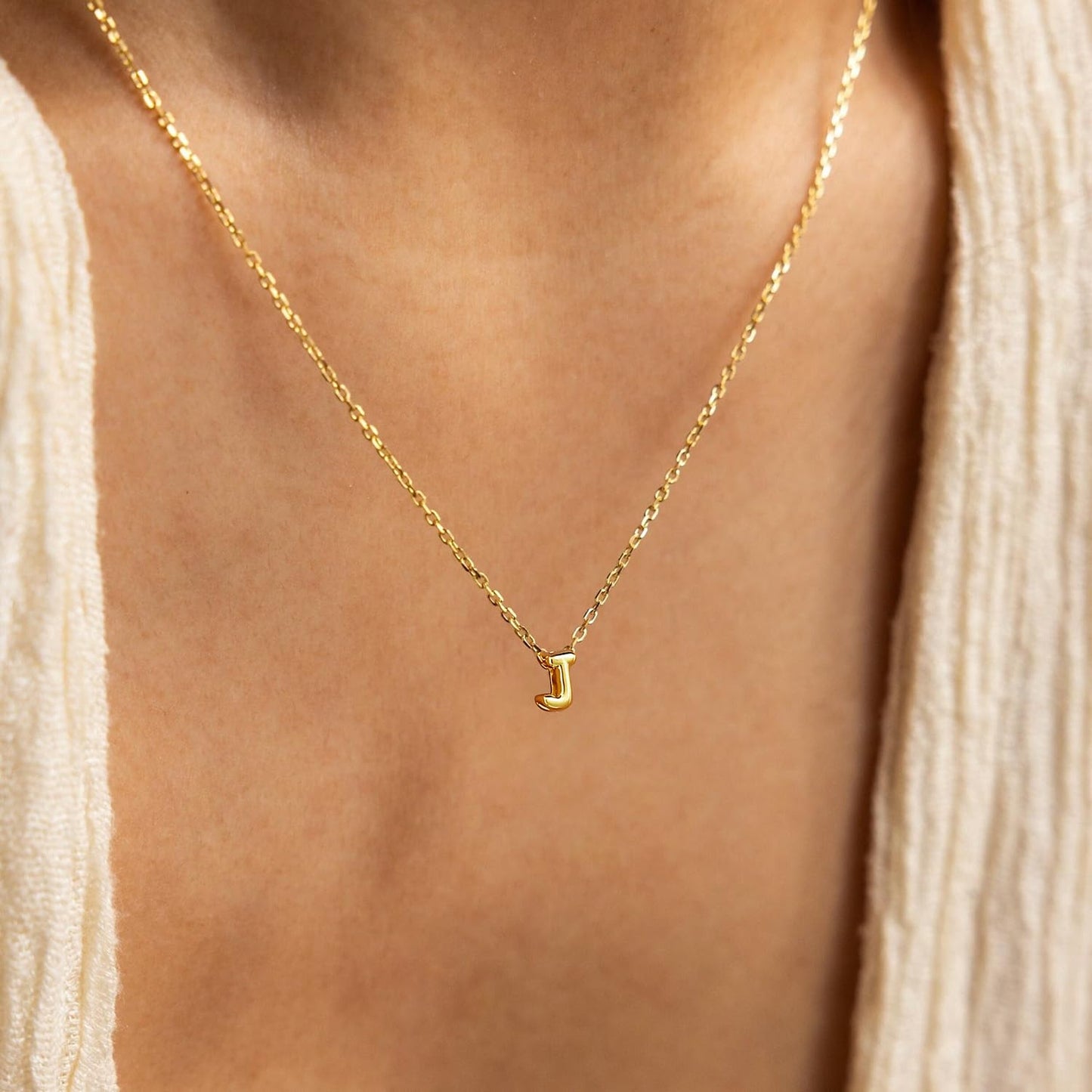 CUEZIY 14K Gold Plated Bubble Letter Necklace Initial Necklaces for Women Dainty Personalized Charm Pendant Name Necklace Cute Non Tarnish Fashion Accessories Teen Gift Trendy Stuff Jewelry Gifts