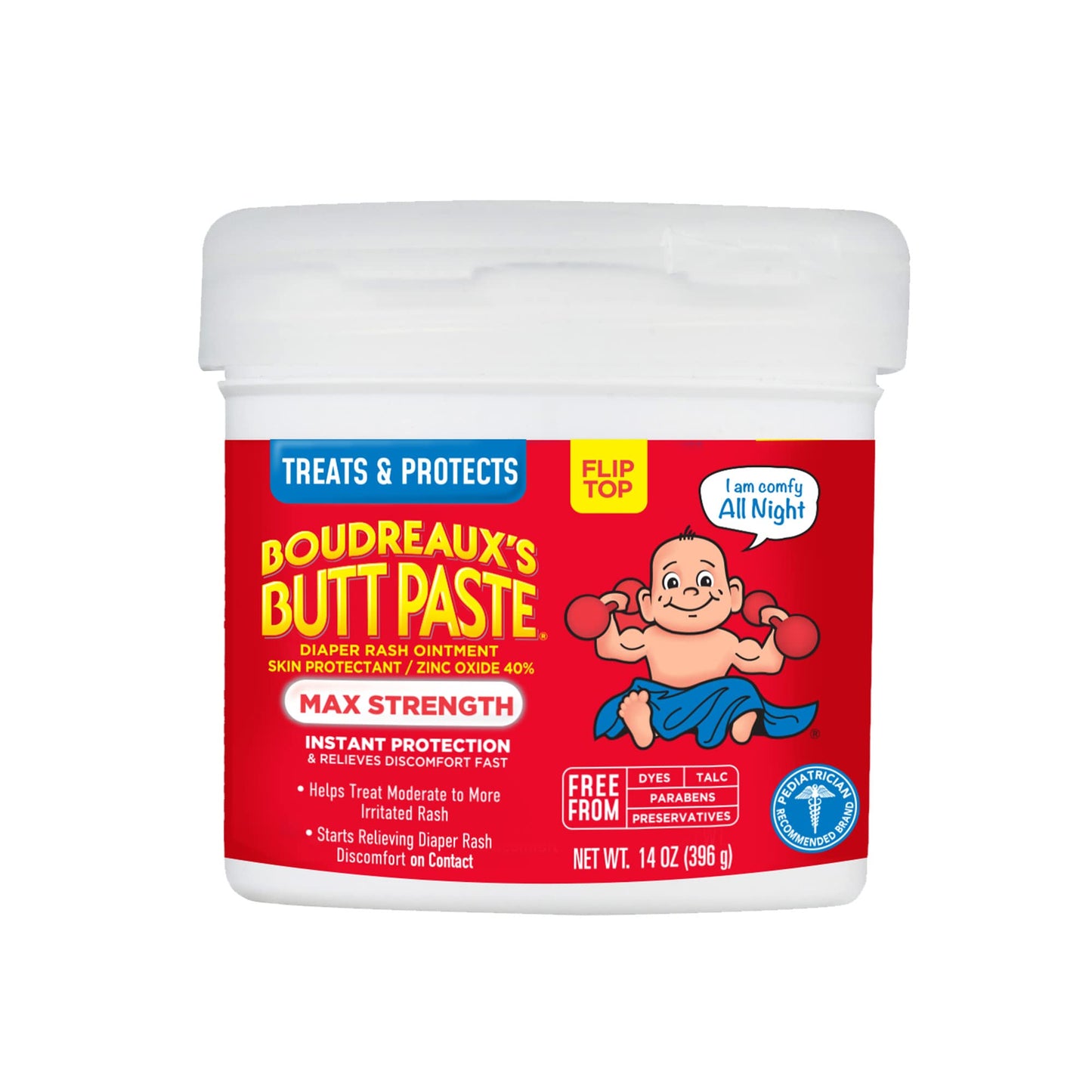 Boudreaux's Butt Paste Maximum Strength Diaper Rash Cream, Ointment for Baby, 4 oz Tube