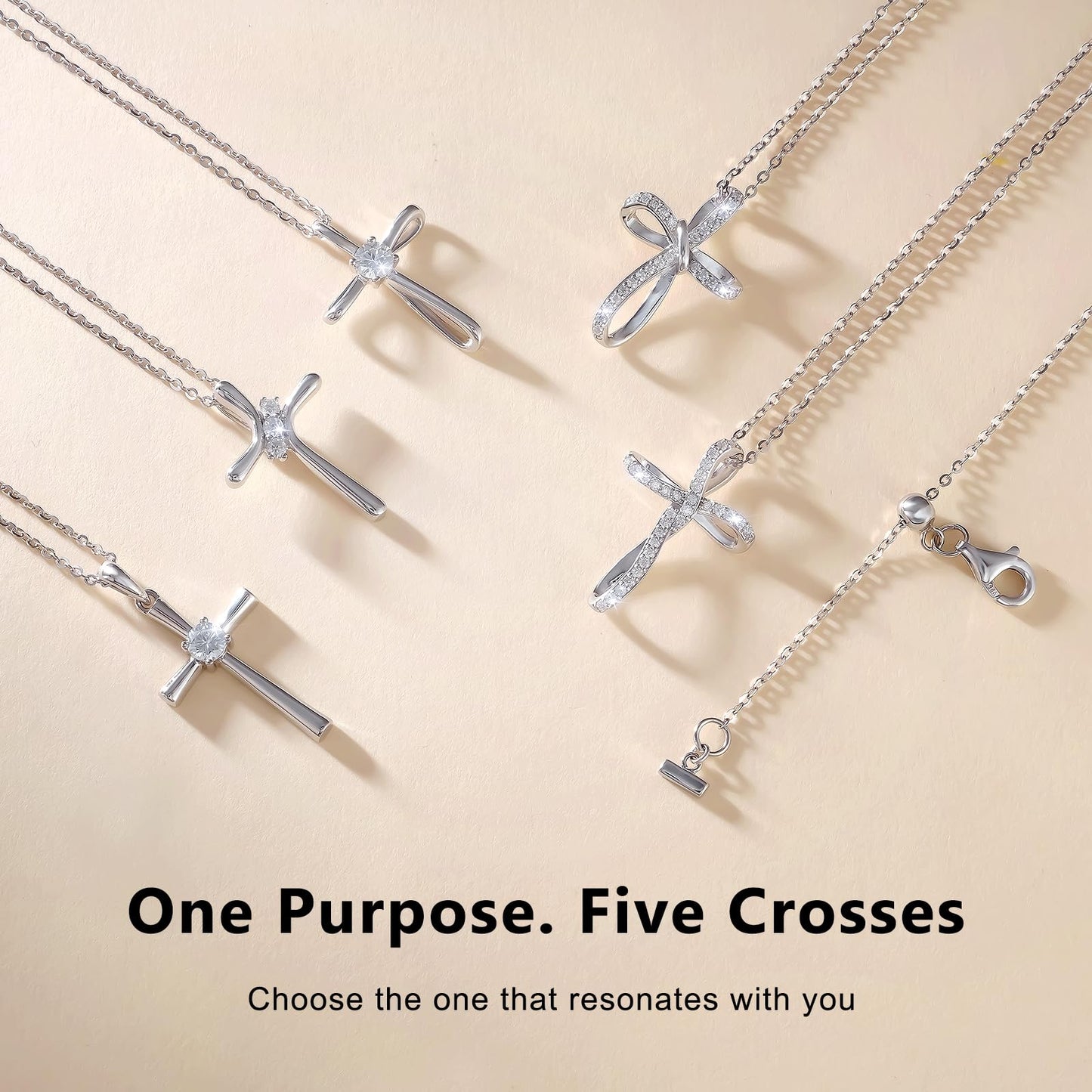 KRKC&CO Moissanite Cross Necklace for Women: D Color VVS1 0,19ct, 925 Vermeil Sterling Silver, Hypoallergenic Petite Pendant, Luxury Gifts for Birthday Anniversary Wedding, Gift Box with Handles
