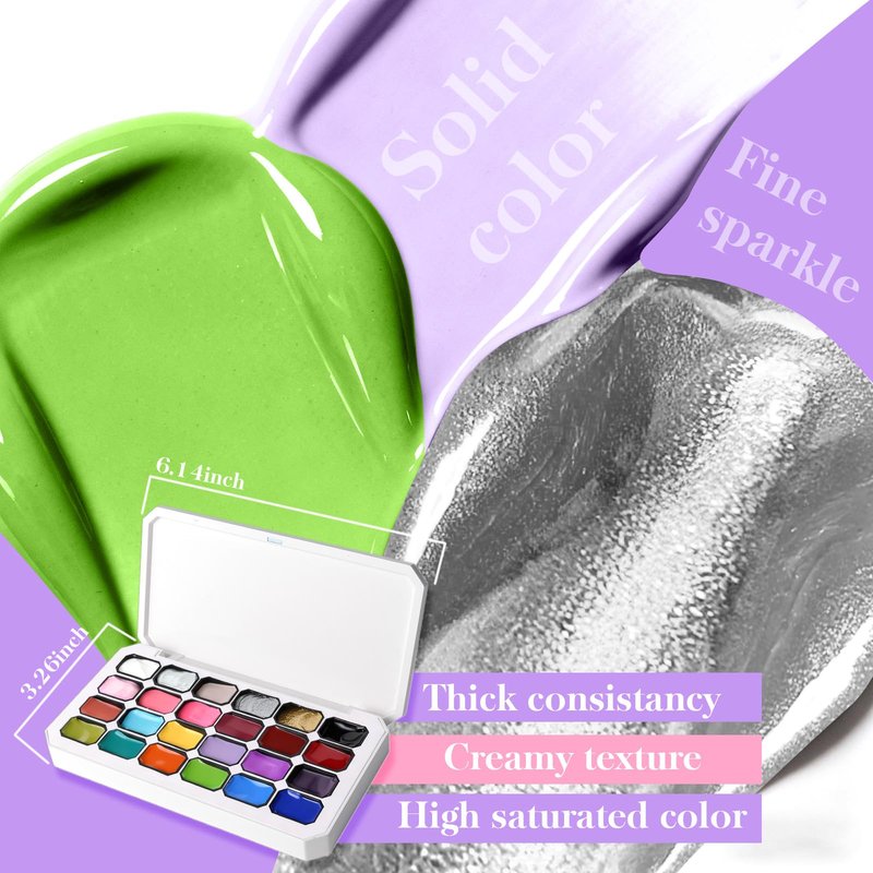 U-Shinein 24 Colors Gradient Nail Gel Palette, Hema&TPO Free Bright Glitter Gold&Silver Pearlescent Ombre Gel Nail for Pigment Painting Pat Nails Gel, Perfect with Salon Pro DIY Home Nail Art (A)