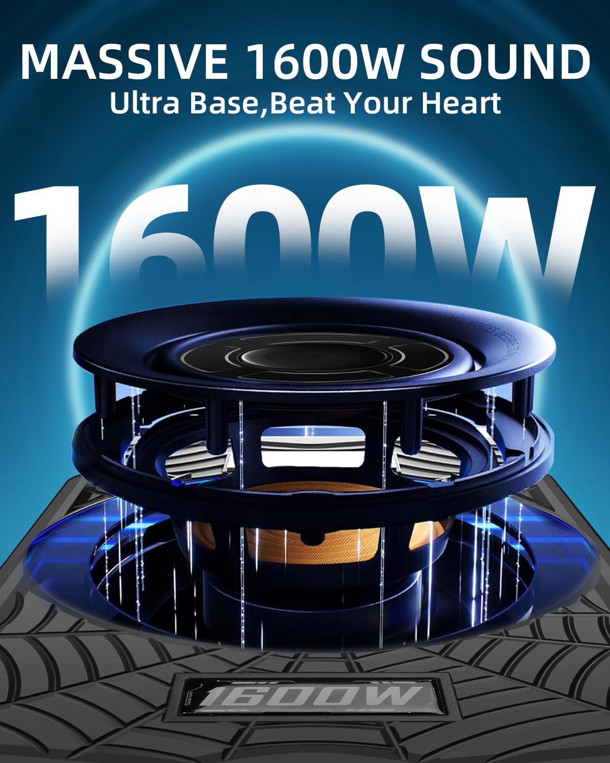 TZGBASS 2026 Upgraded 1600W Slim Underseat Car Subwoofer and Amp Package, Powered Subwoofer with Built-in Amp, Subsonic Deep Bass, LED Ambient Light Switch, Class D Car Subwoofer for Truck/SUV/Sedan